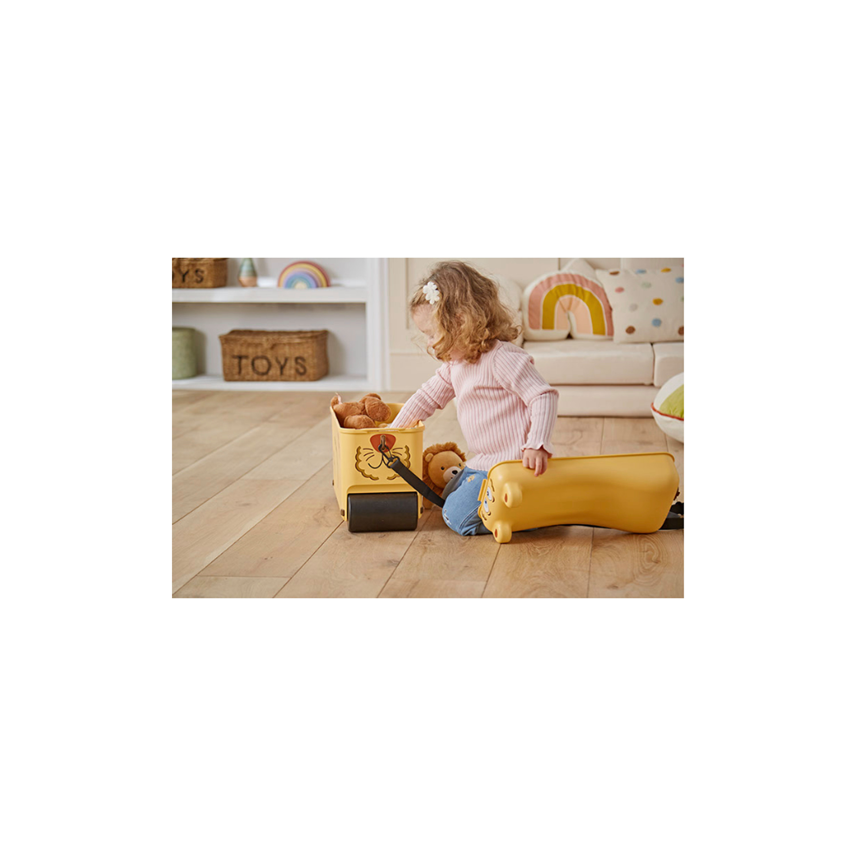 Little Rolla Top Loading Ride-On Suitcase - Lion - Yellow-travel-kidstrolleyandbags-image-3