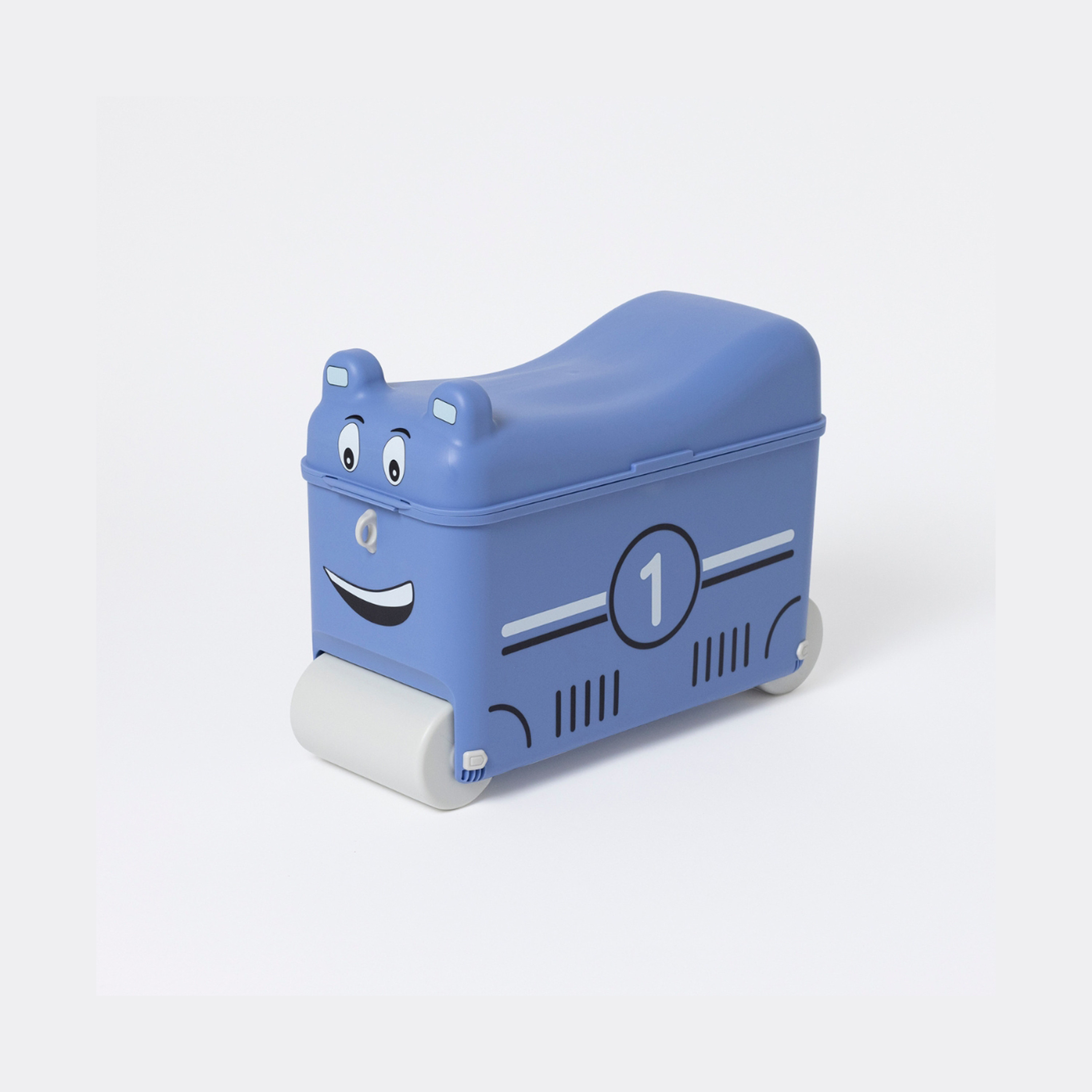 Little Rolla Top Loading Ride-On Suitcase - Car - Blue-travel-kidstrolleyandbags-image-1
