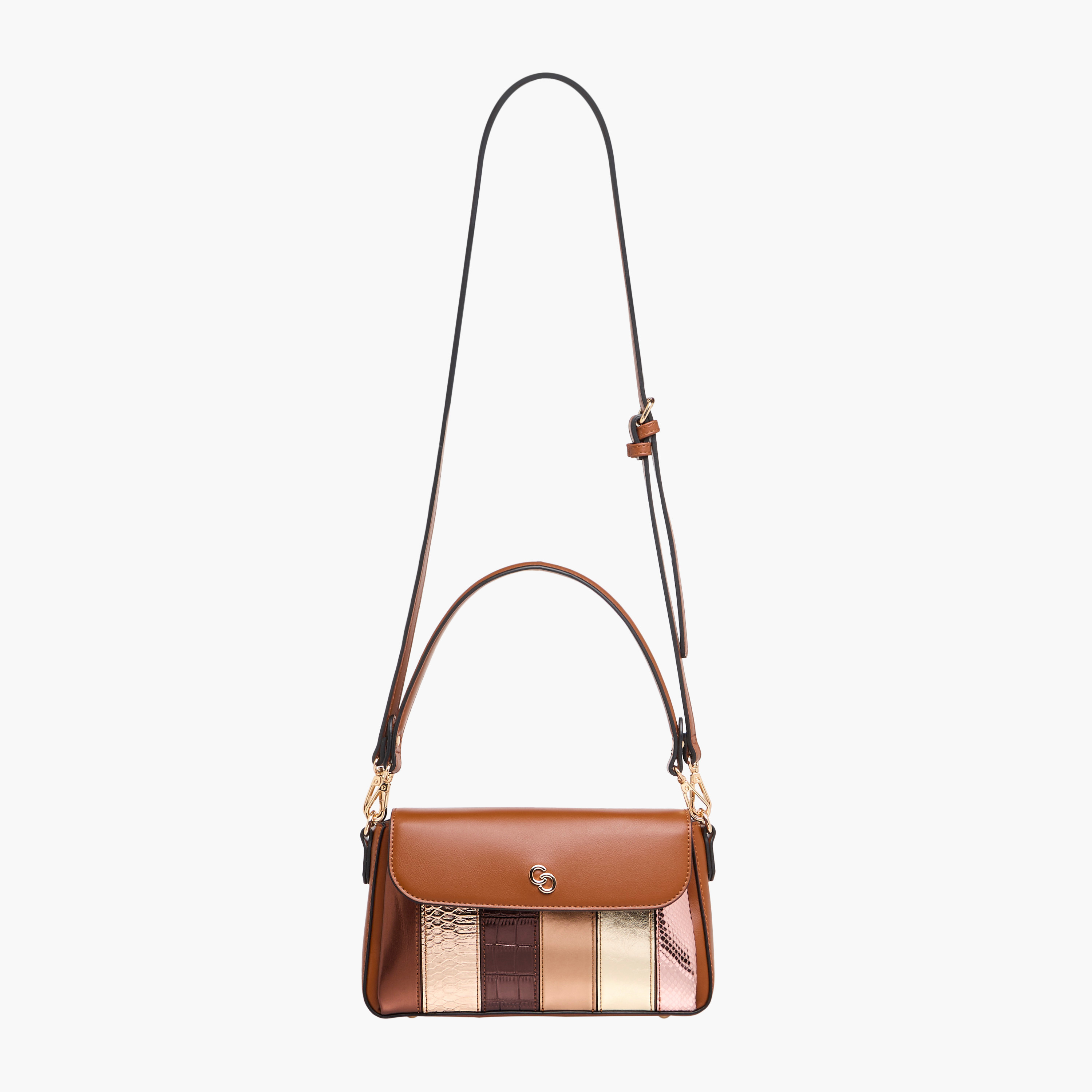 Celetse Panelled Crossbody Bag with Detachable Strap and Flap Closure-women-bagsandwallets-handbags-image-2