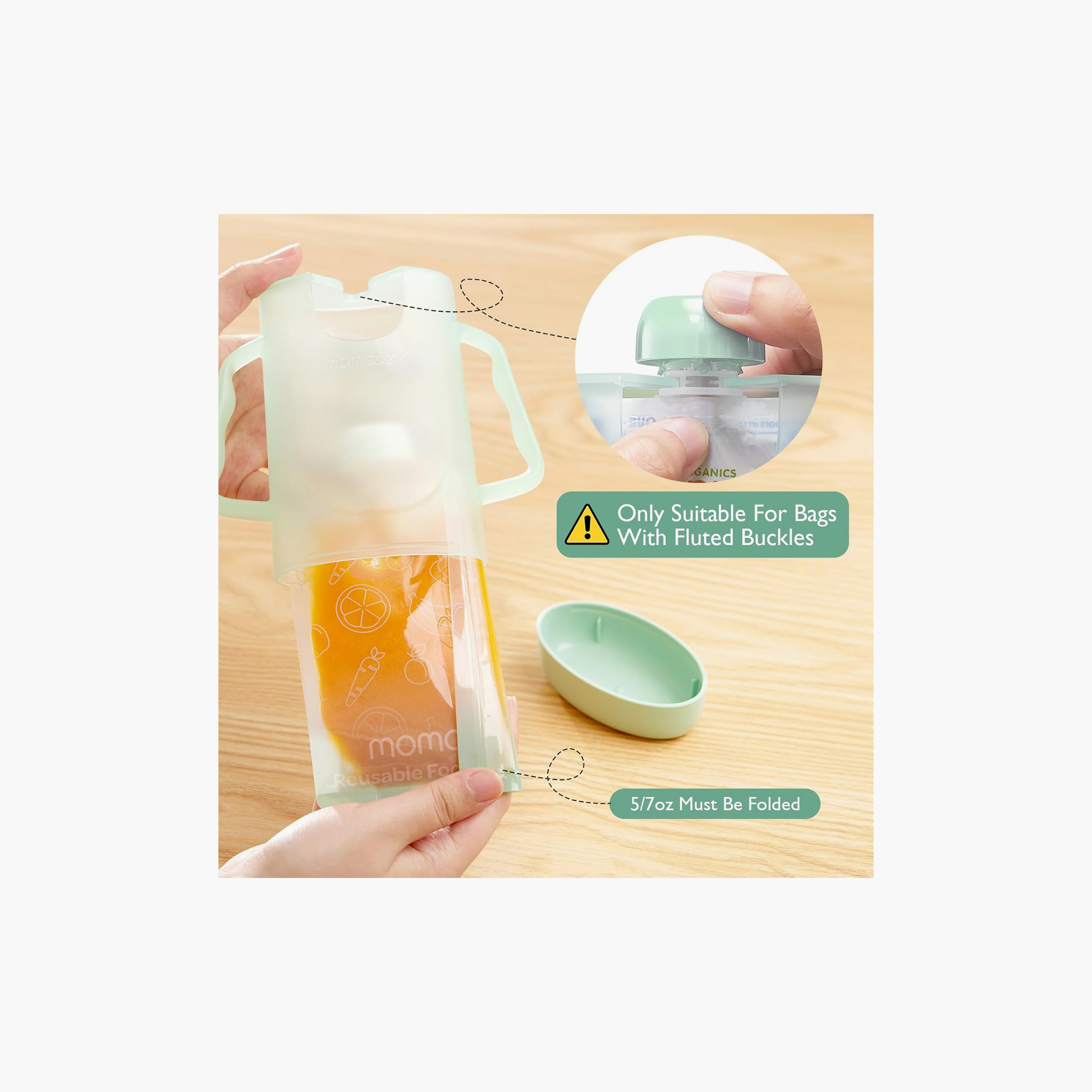 Momcozy Squeeze Pouch Holder - Green-baby-feeding-mealtimeessentials-image-3