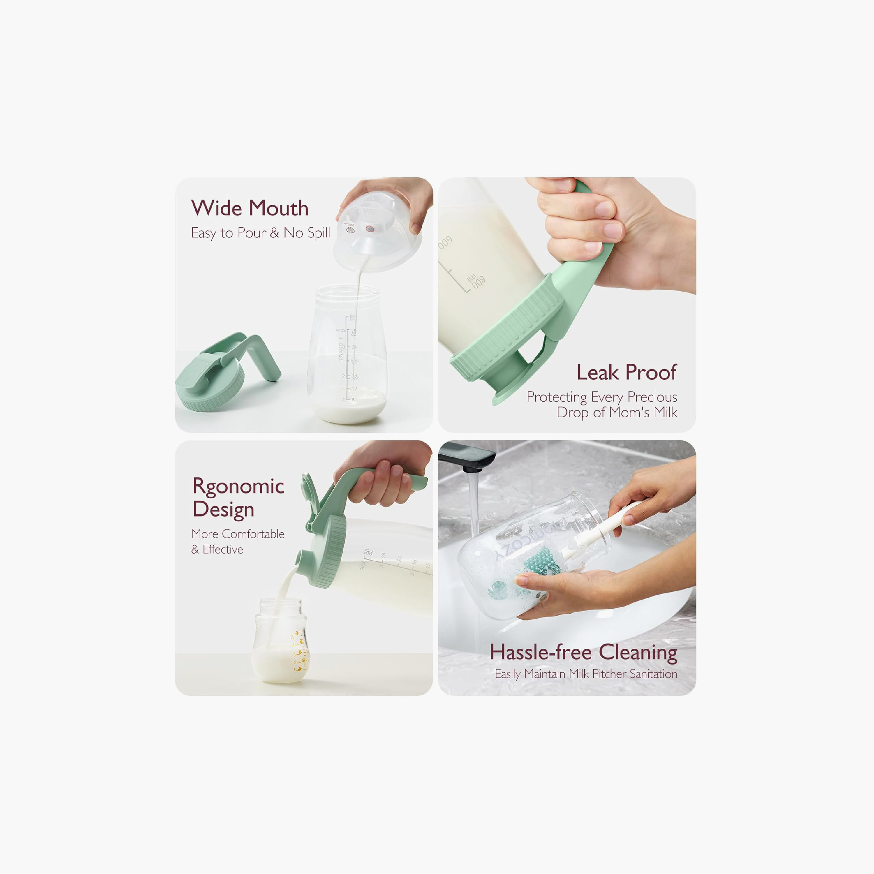 Momcozy Wide Mouth Breast Milk Pitcher - Green-baby-feeding-mealtimeessentials-image-2
