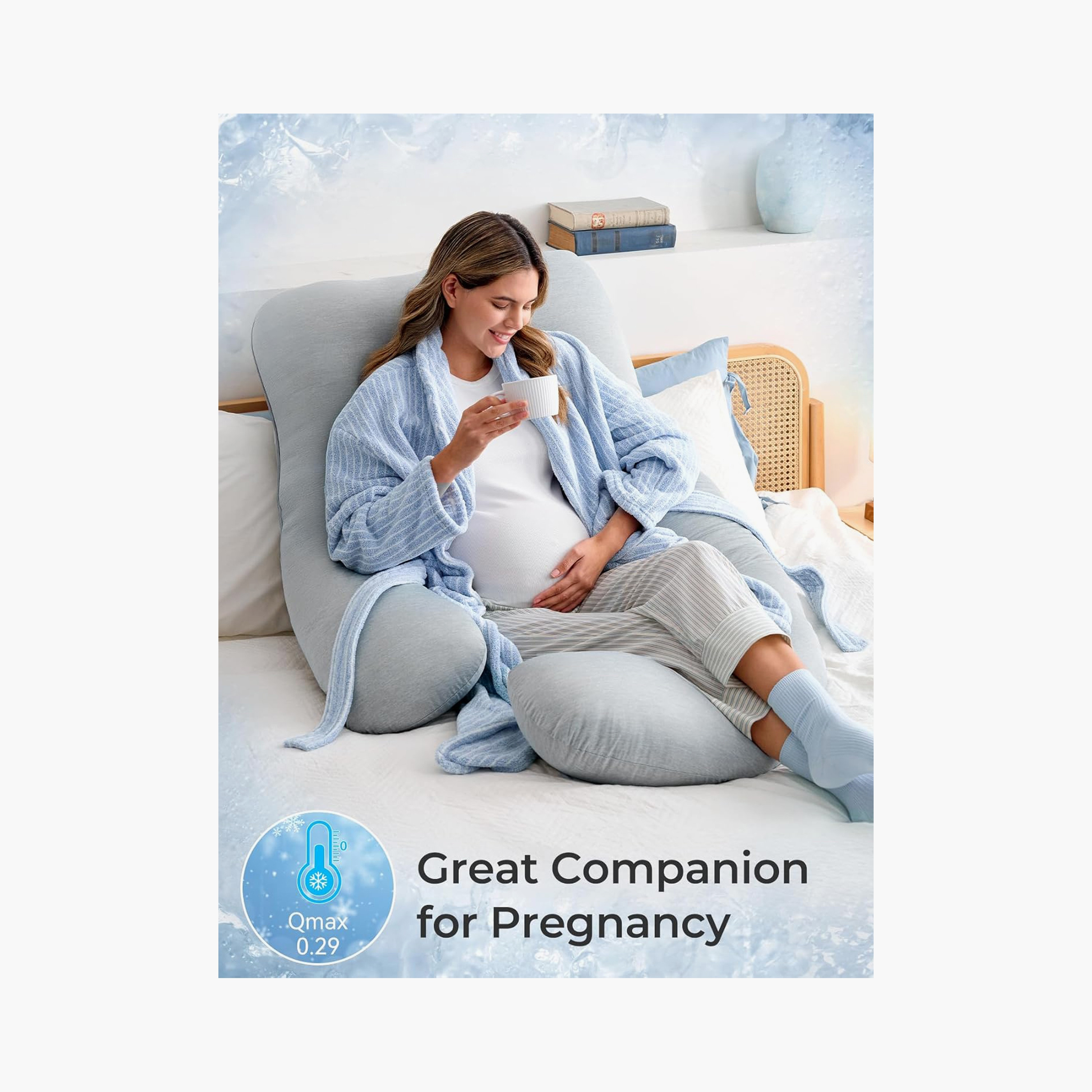 Momcozy U-Shaped Cooling Fabric Pregnancy Pillow - Grey-baby-maternalcare-pregnancypillows-image-4
