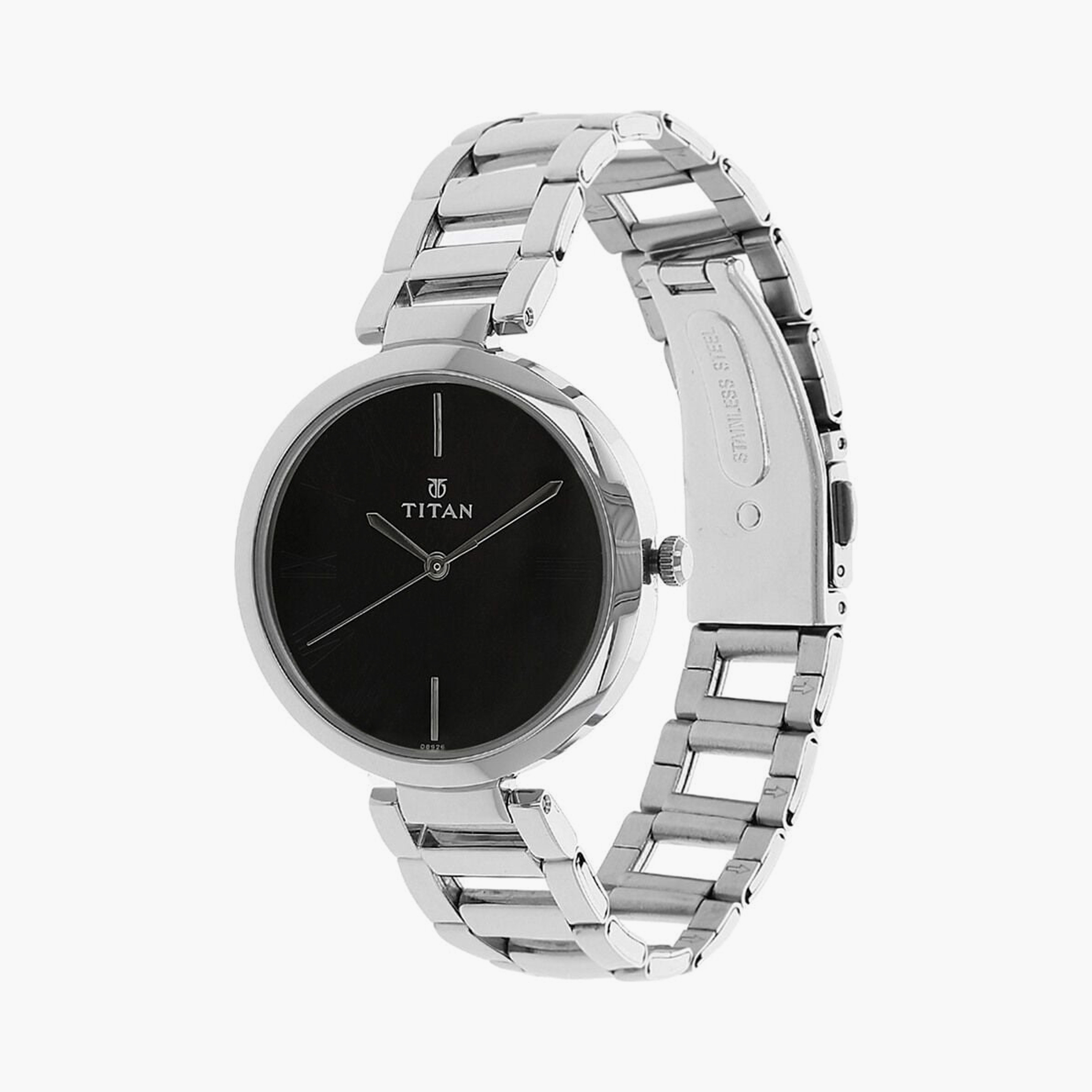 Titan Women's 35 MM Silver Analog Stainless Steel Watch | 2480SM02-women-watchesandjewellery-watches-image-2