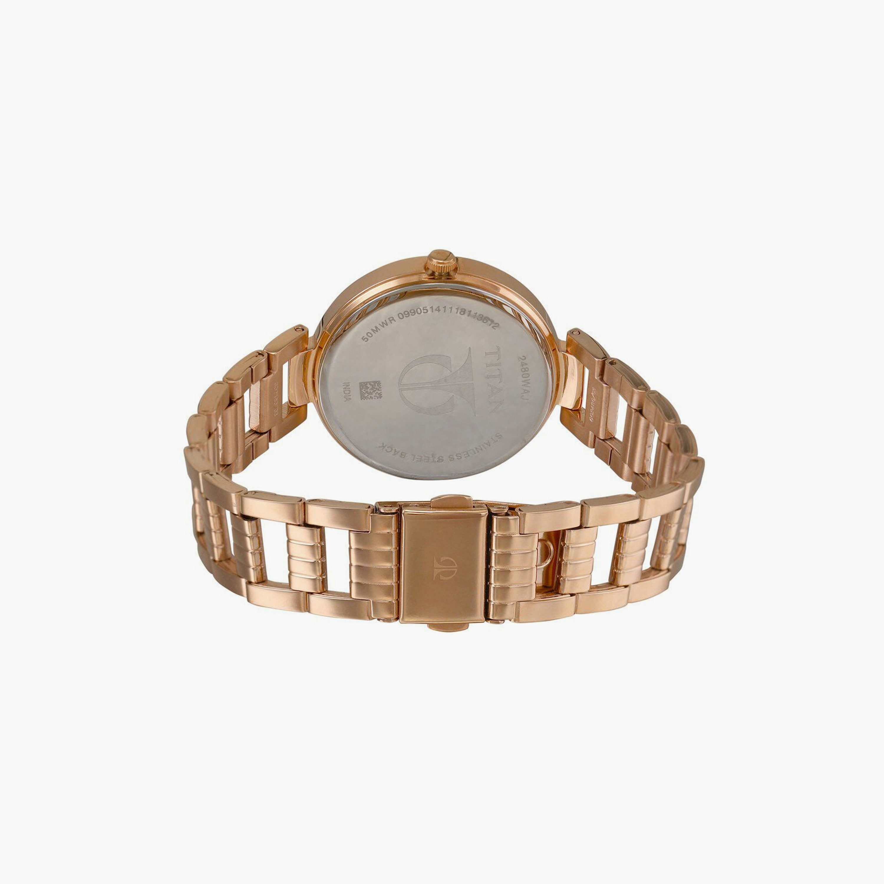 ساعة يد نسائية تيتان بقطر 35 مم أنالوج ذهبية وردية ستانلس ستيل | 2480WM03-women-watchesandjewellery-watches-image-3