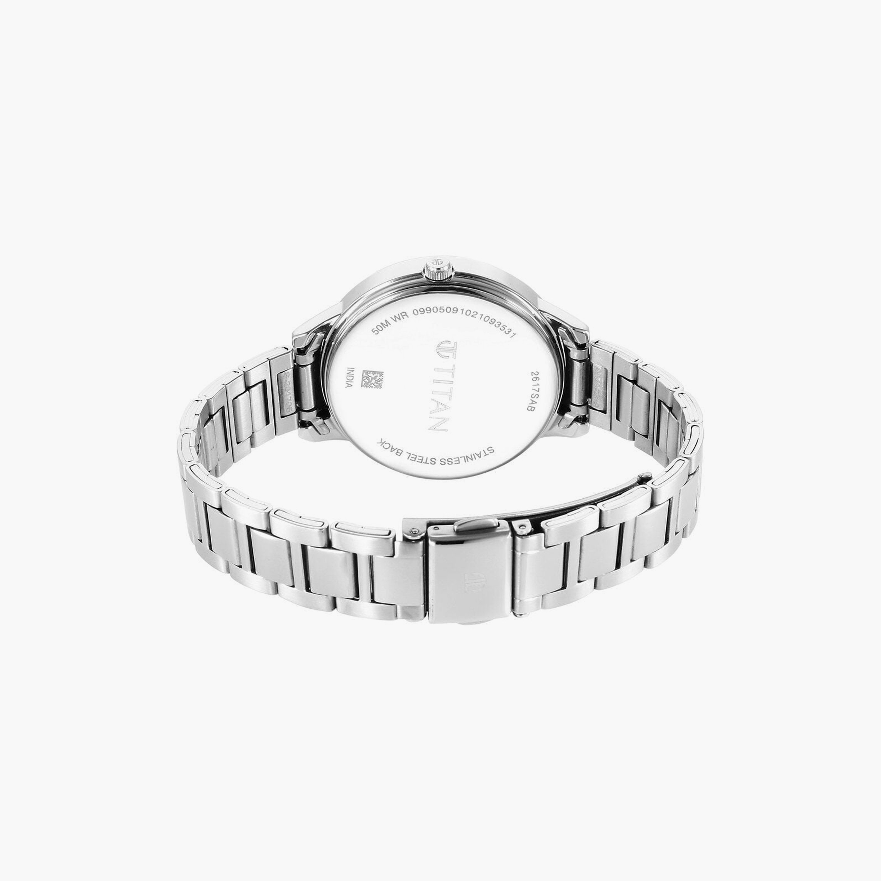 Titan Women's 37 MM Silver Analog Stainless Steel Watch | 2617SM07-women-watchesandjewellery-watches-image-3