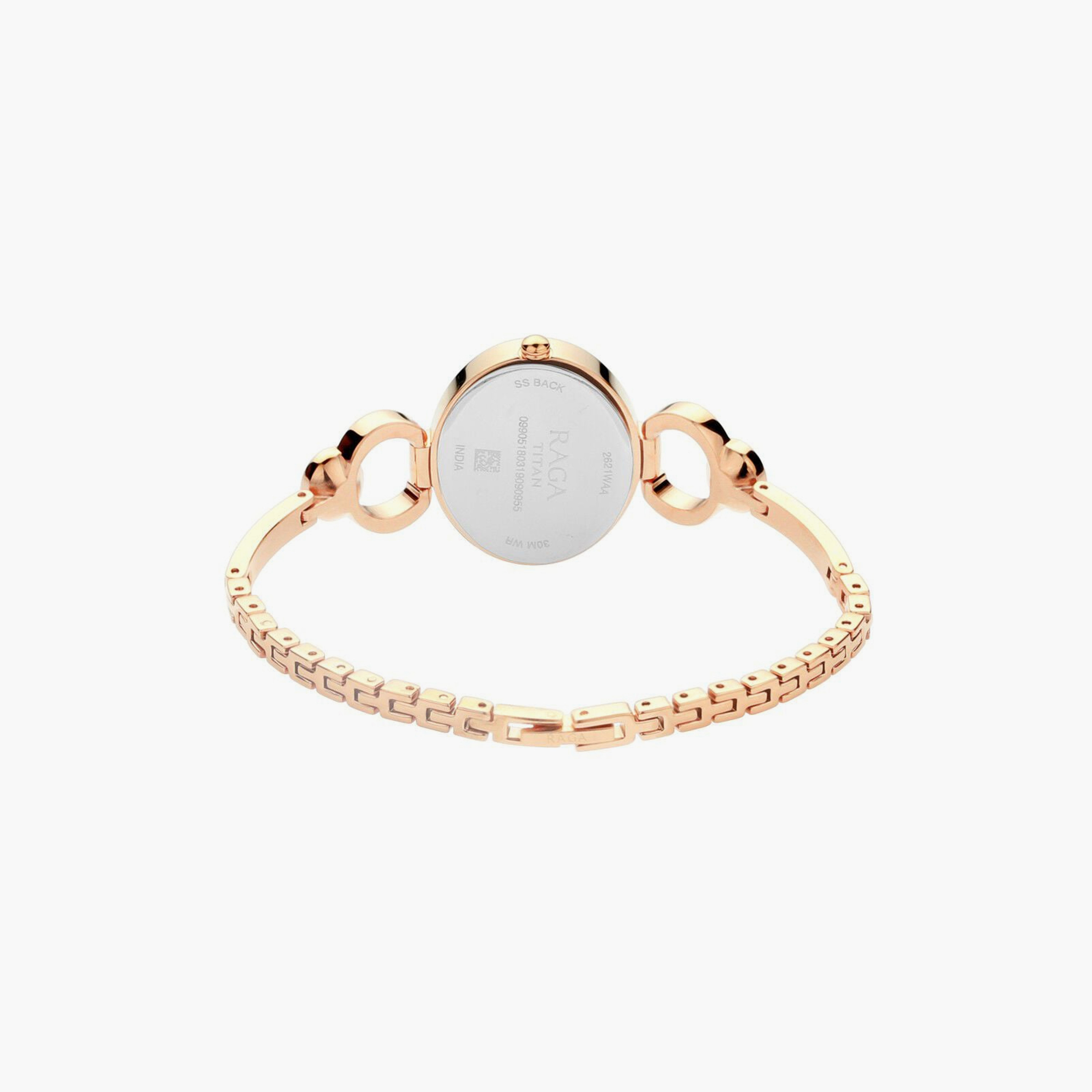 ساعة يد نسائية تيتان بقطر 30 مم أنالوج ذهبية وردية ستانلس ستيل | 2621WM01-women-watchesandjewellery-watches-image-3