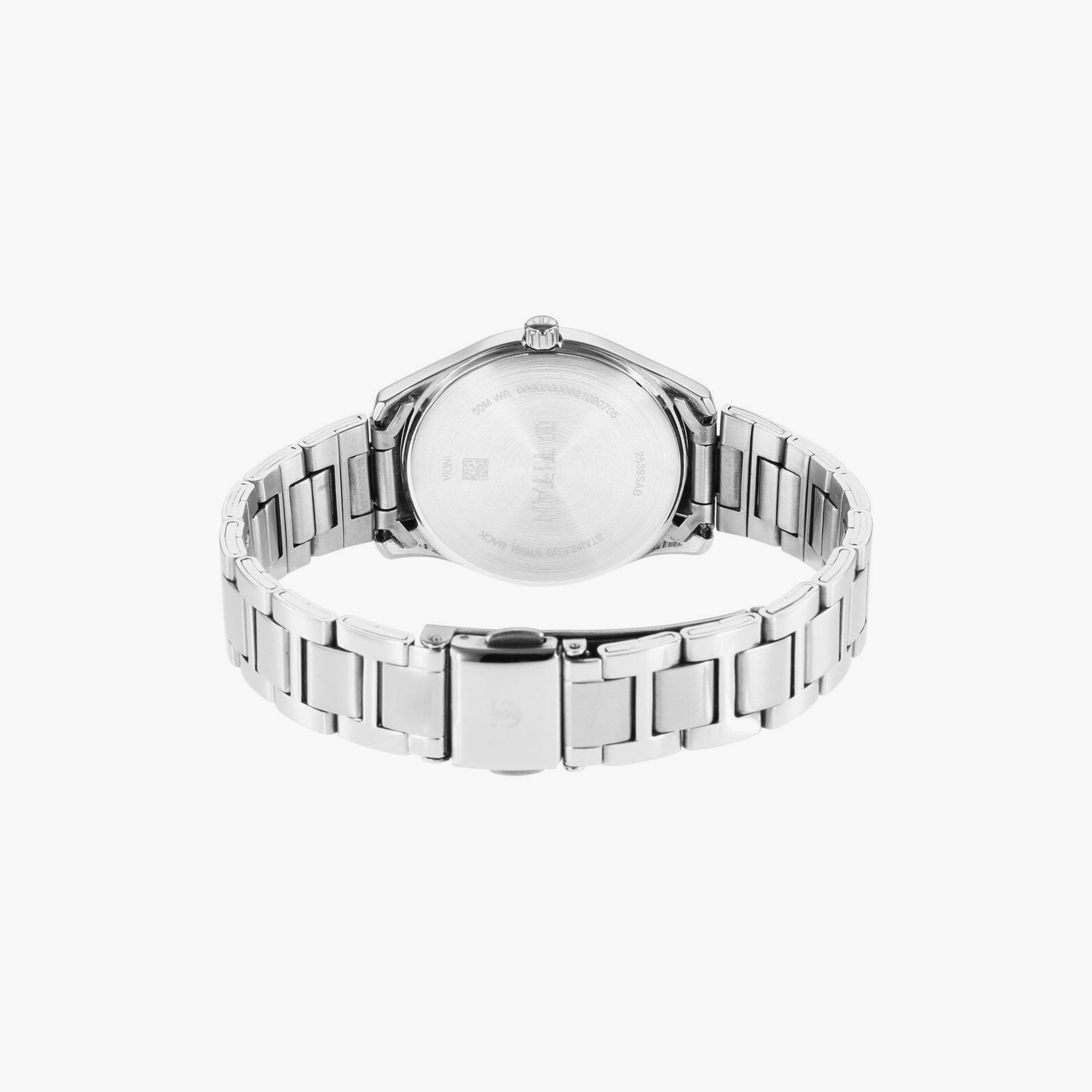 ساعة يد نسائية تيتان بقطر 33 مم أنالوج فضية ستانلس ستيل | 2639SM07-women-watchesandjewellery-watches-image-3