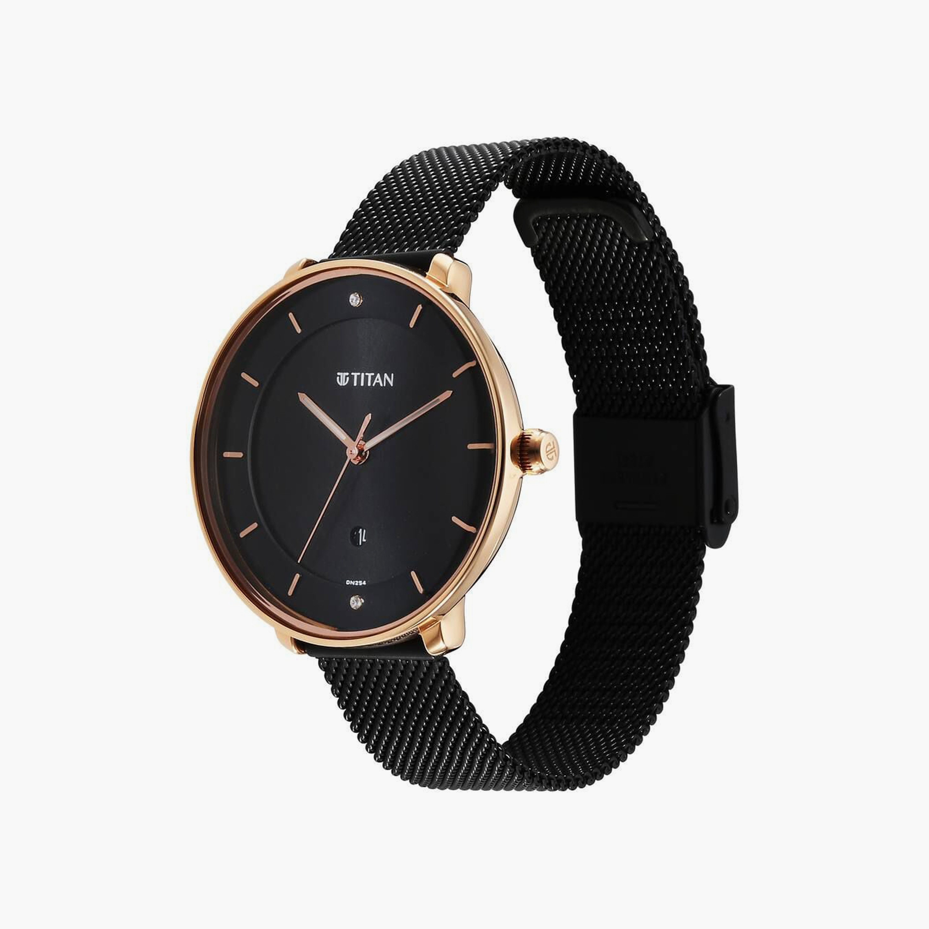 Titan Women's 35 MM Black Analog Stainless Steel Watch | 2651KM03-women-watchesandjewellery-watches-image-2