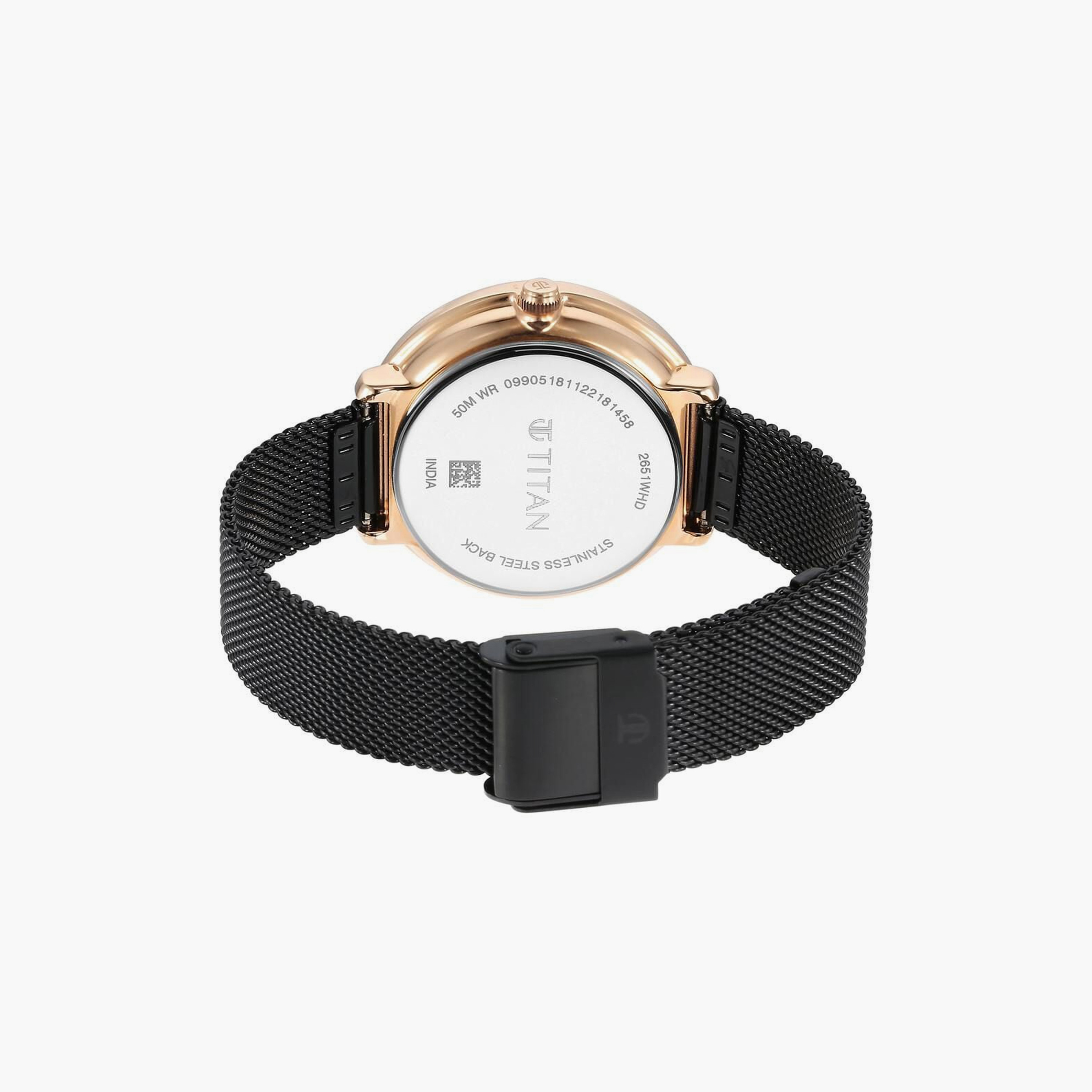 Titan Women's 35 MM Black Analog Stainless Steel Watch | 2651KM03-women-watchesandjewellery-watches-image-3