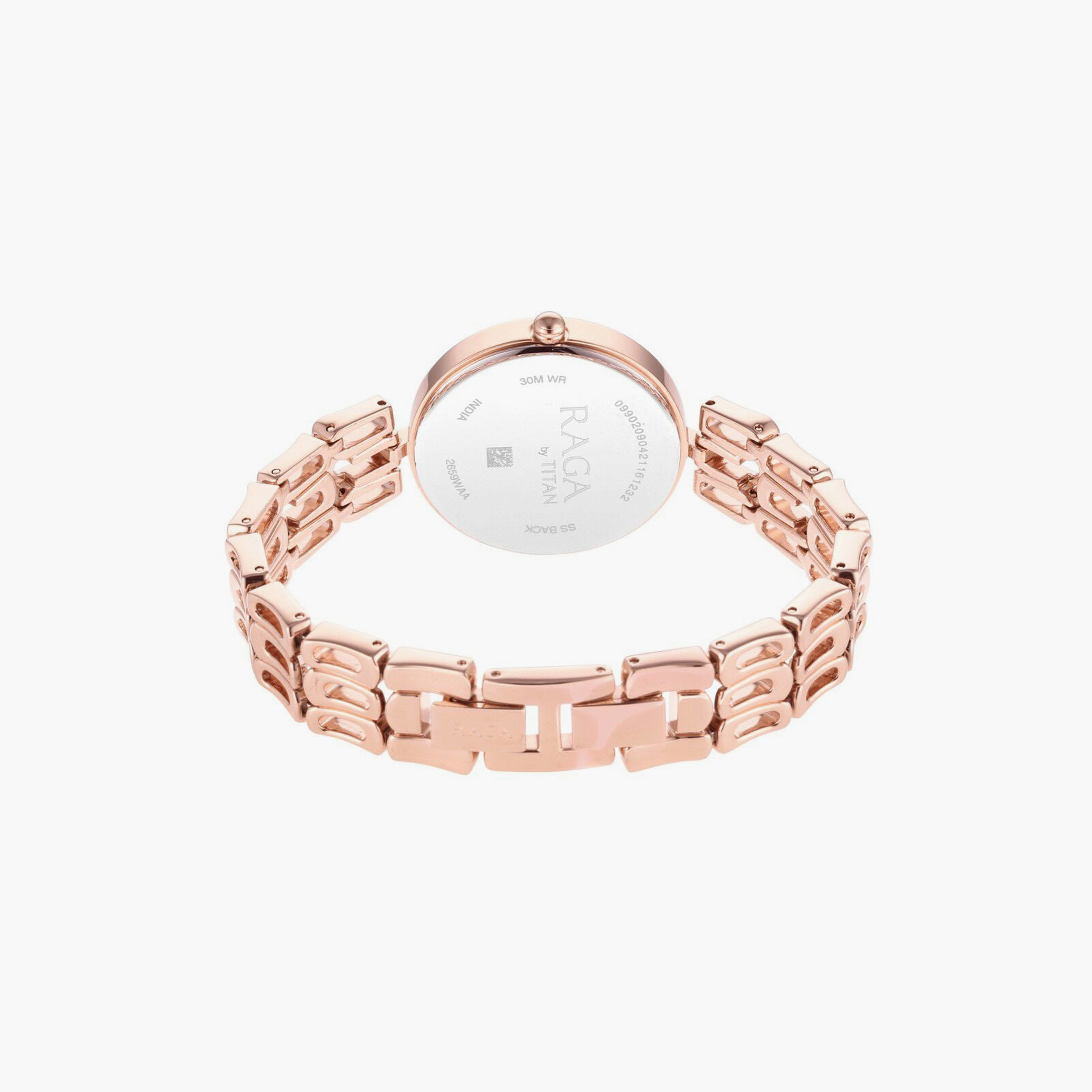 ساعة يد نسائية تيتان بقطر 33 مم أنالوج ذهبية وردية ستانلس ستيل | 2659WM01-women-watchesandjewellery-watches-image-3