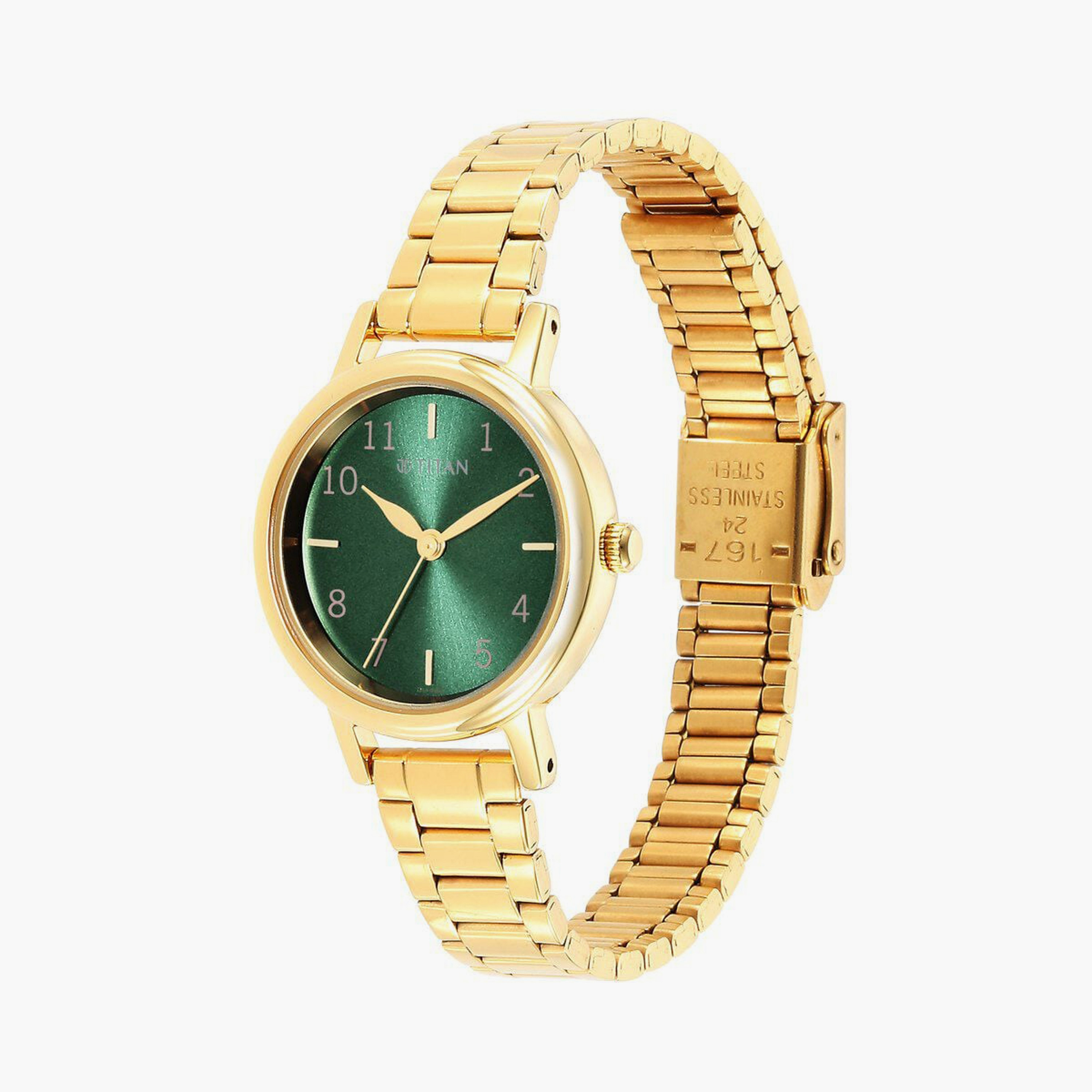 ساعة يد نسائية تيتان بقطر 28 مم أنالوج ذهبية ستانلس ستيل | 2678YM01-women-watchesandjewellery-watches-image-2