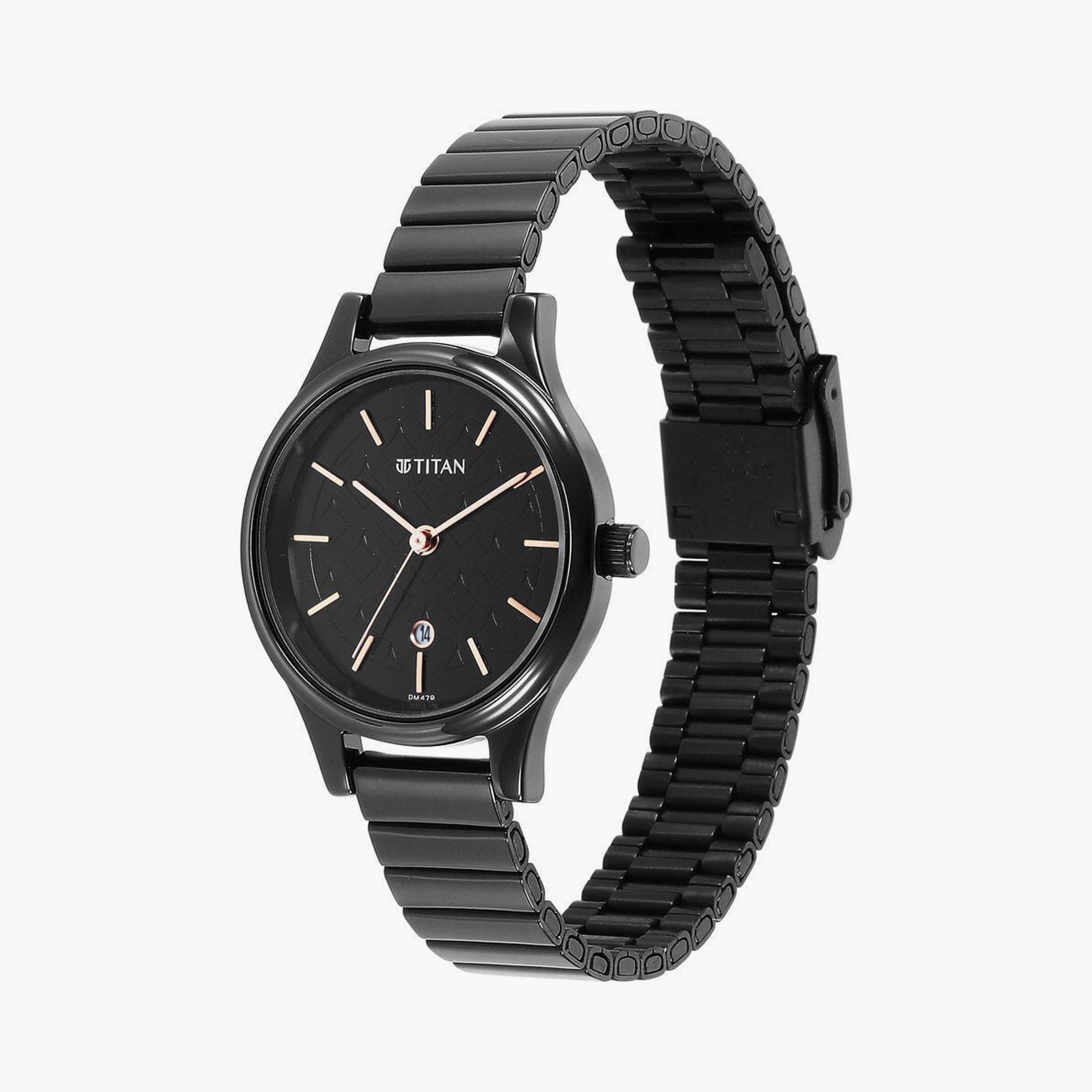 ساعة يد نسائية تيتان بقطر 30 مم أنالوج سوداء ستانلس ستيل | 2679NM01-women-watchesandjewellery-watches-image-2