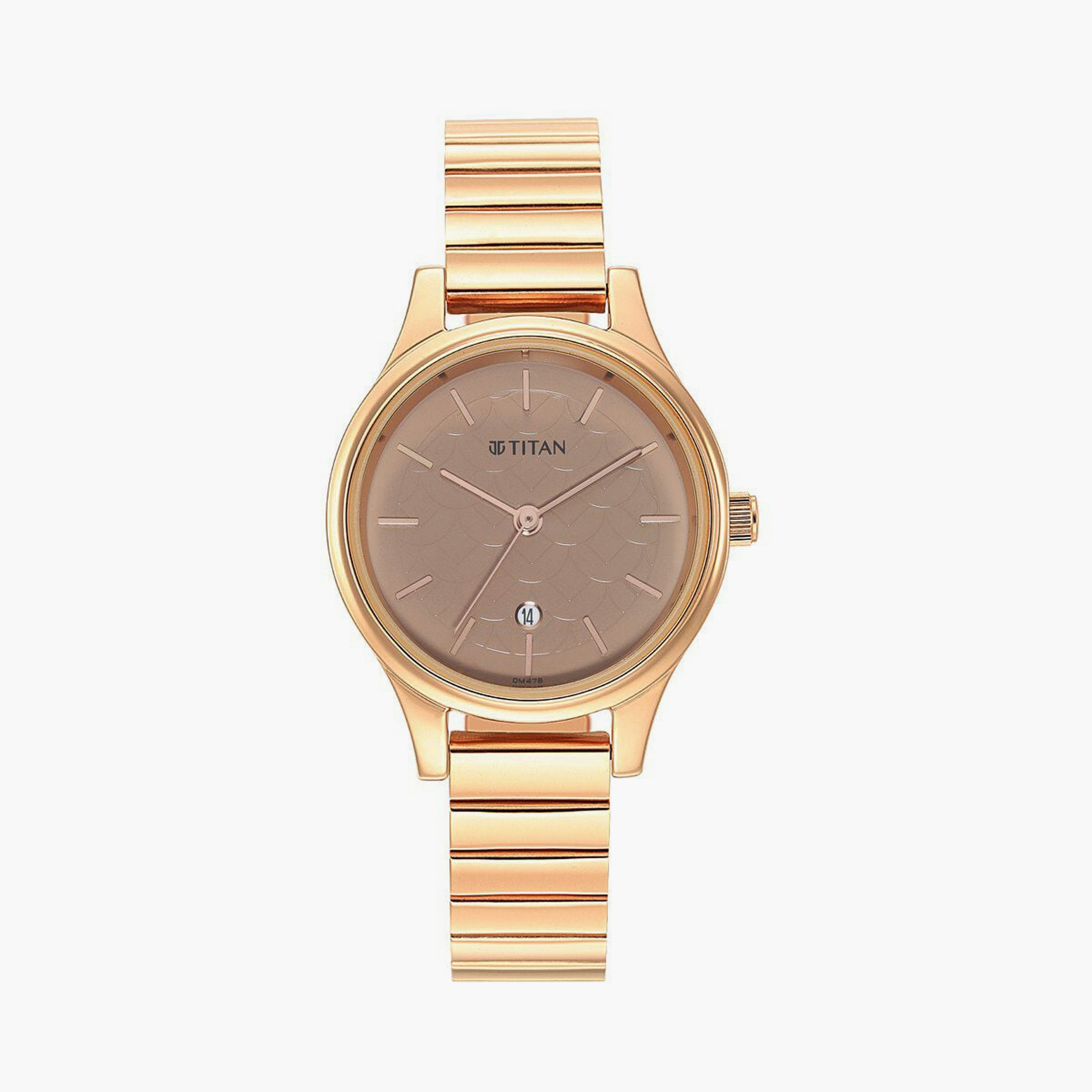 ساعة يد نسائية تيتان بقطر 30 مم أنالوج ذهبية وردية ستانلس ستيل | 2679WM01-women-watchesandjewellery-watches-image-1