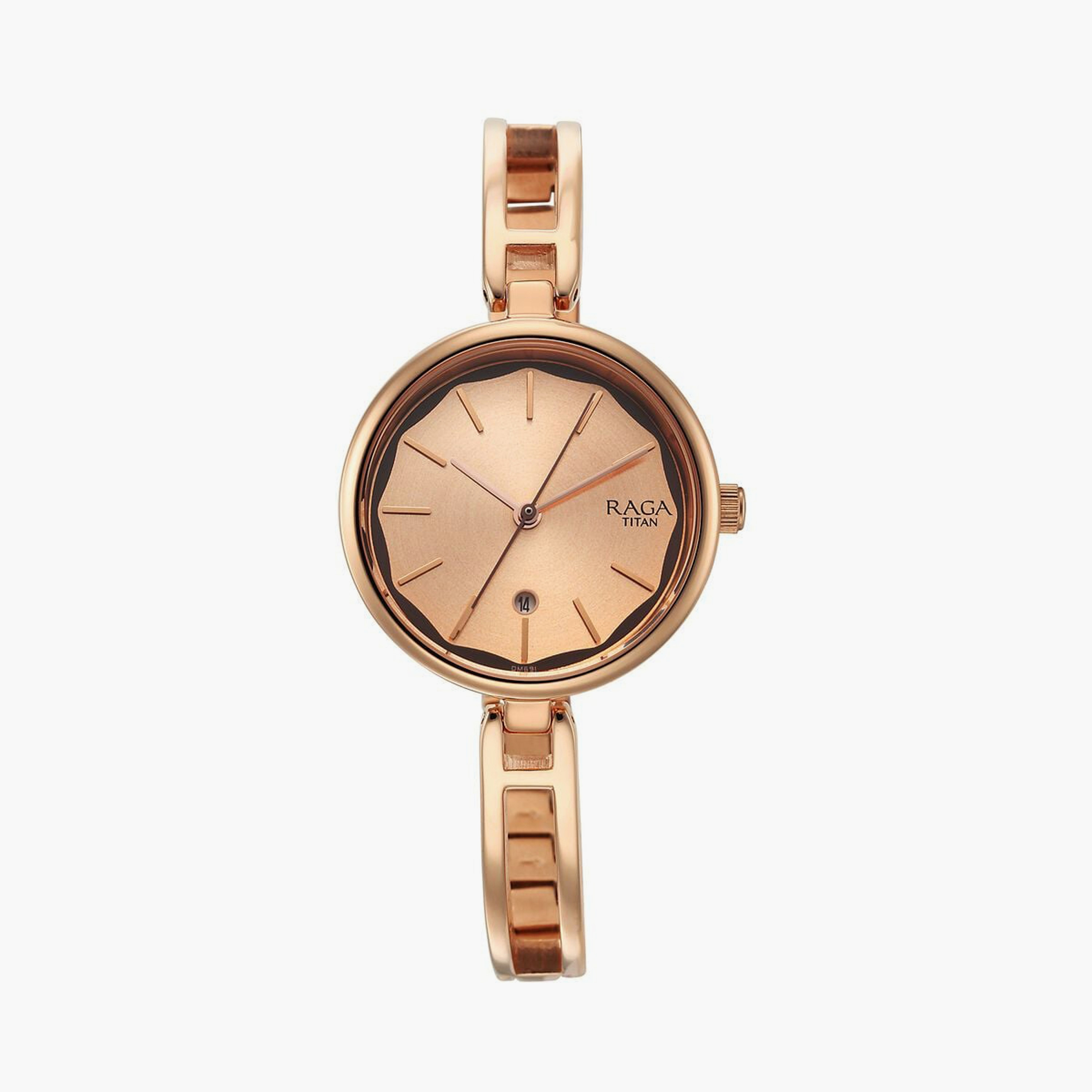 ساعة يد نسائية تيتان بقطر 31 مم أنالوج ذهبية وردية ستانلس ستيل | 2683WM01-women-watchesandjewellery-watches-image-1