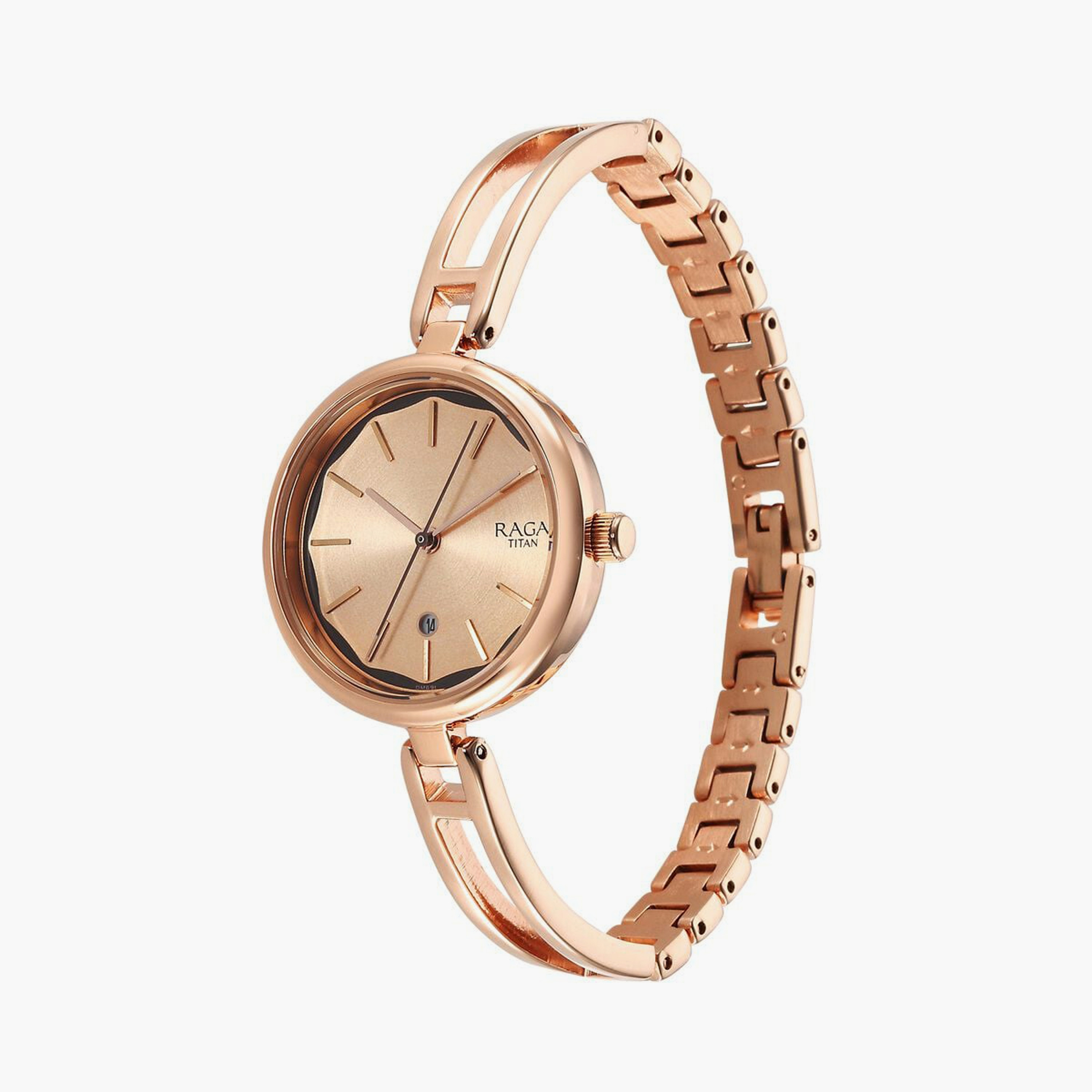 ساعة يد نسائية تيتان بقطر 31 مم أنالوج ذهبية وردية ستانلس ستيل | 2683WM01-women-watchesandjewellery-watches-image-2