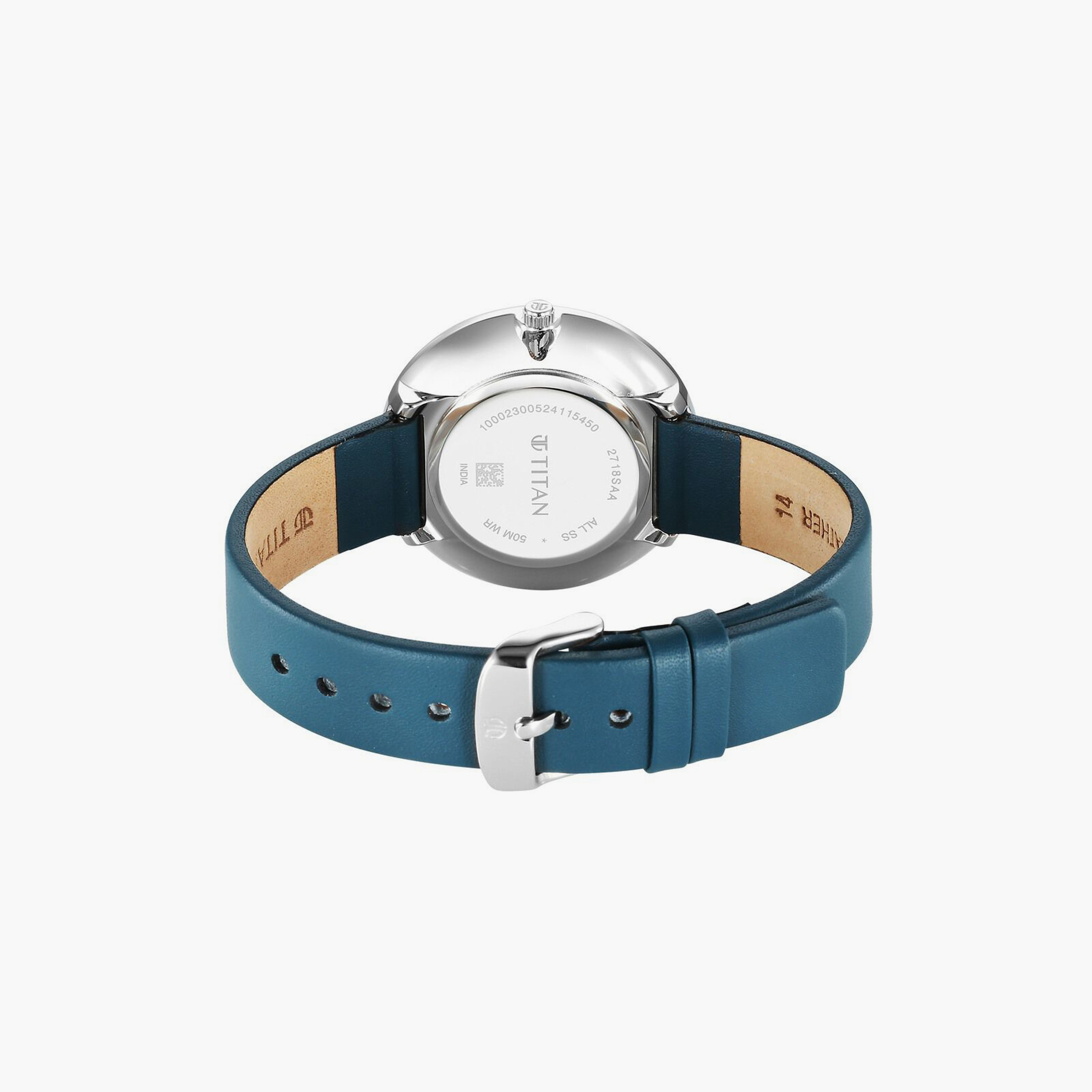 ساعة يد نسائية تيتان بقطر 36 مم أنالوج تركوازية حزام جلد مع سوار | 2718SL01-women-watchesandjewellery-watches-image-4