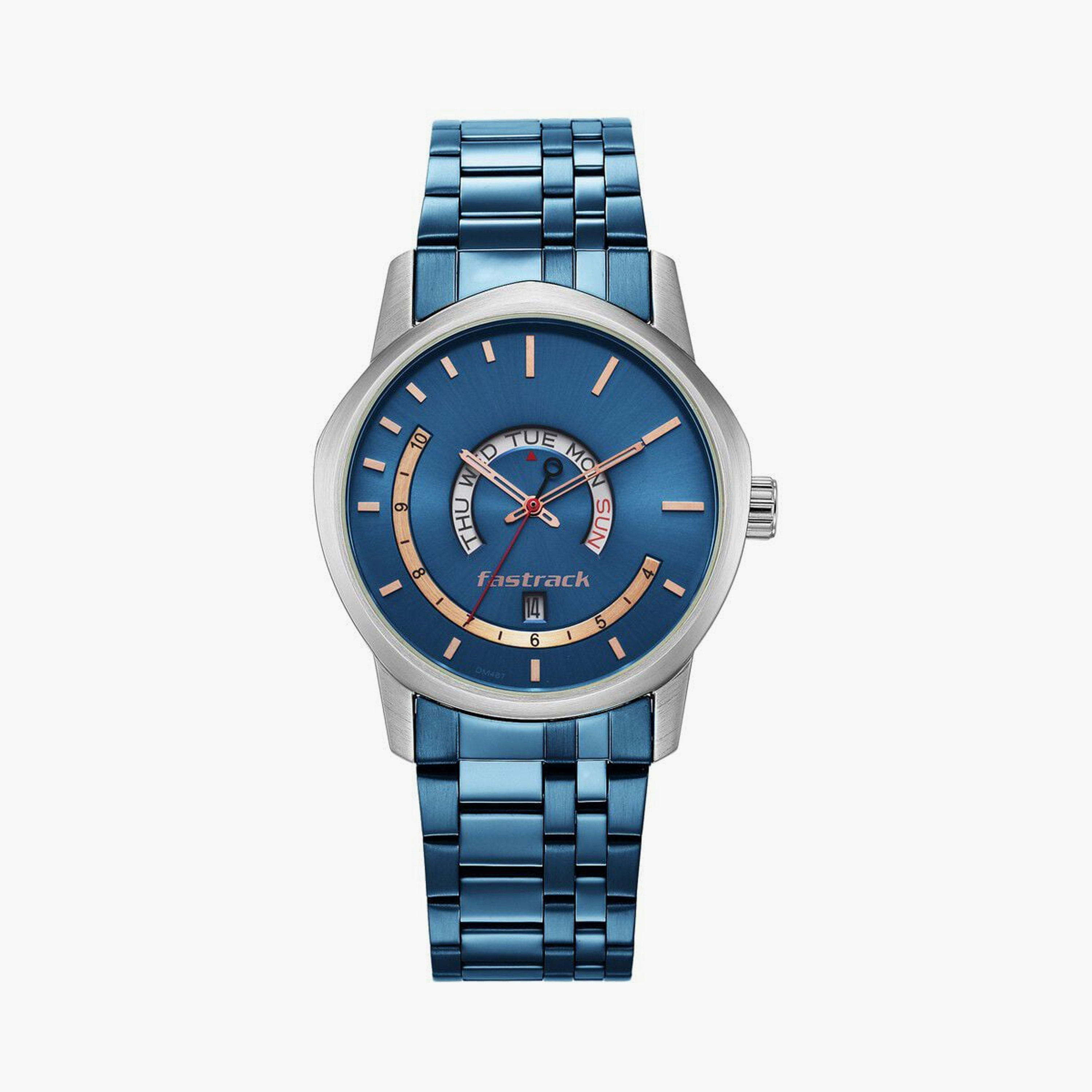 ساعة يد رجالية فاستراك بقطر 40 مم أنالوج زرقاء ستانلس ستيل | 3279KM01-men-watchesandjewellery-watches-image-1