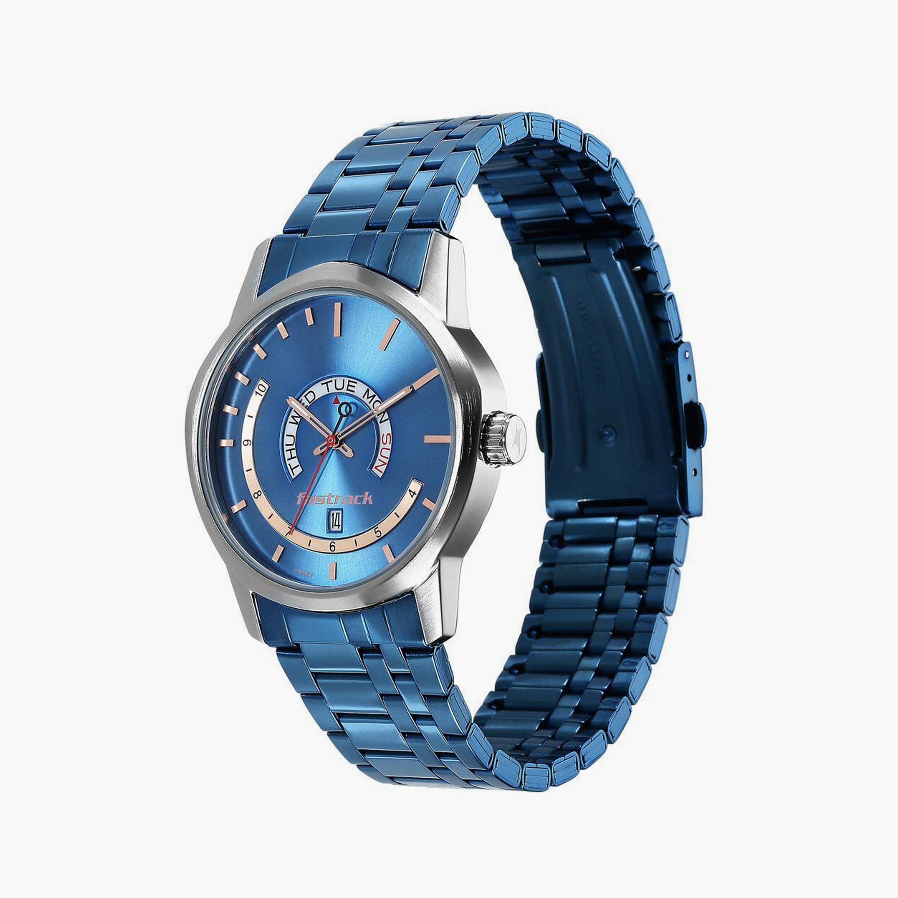 Fastrack Men's 40 MM Blue Analog Stainless Steel Watch | 3279KM01-men-watchesandjewellery-watches-image-2