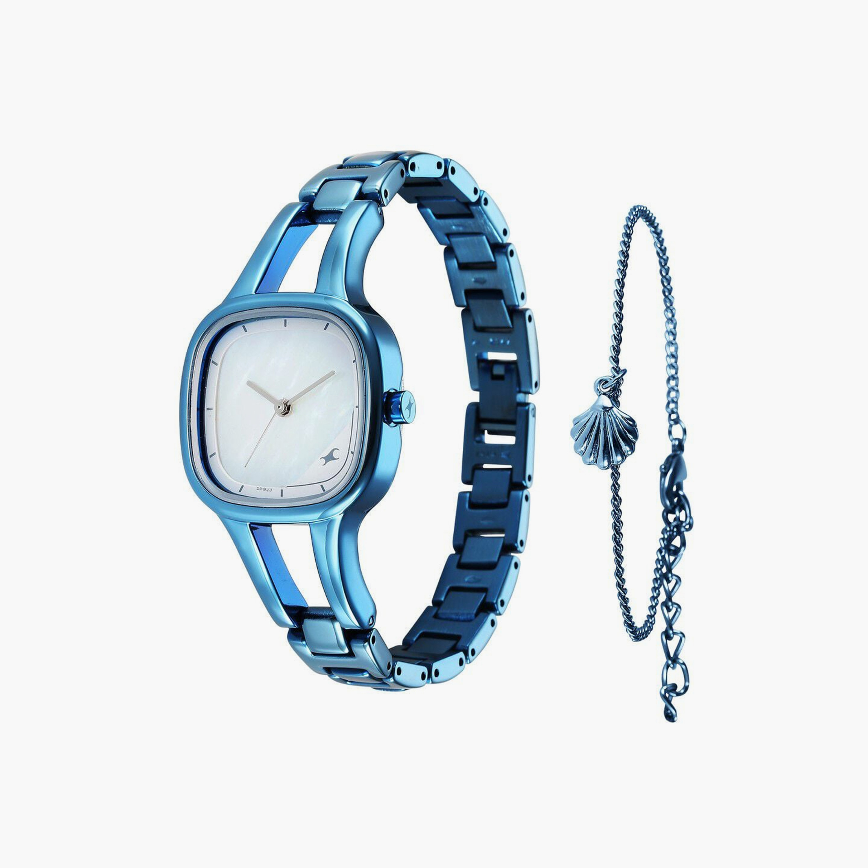ساعة يد نسائية فاستراك بقطر 28 مم أنالوج زرقاء ستانلس ستيل مع سوار | 6147QM01-women-watchesandjewellery-watches-image-2