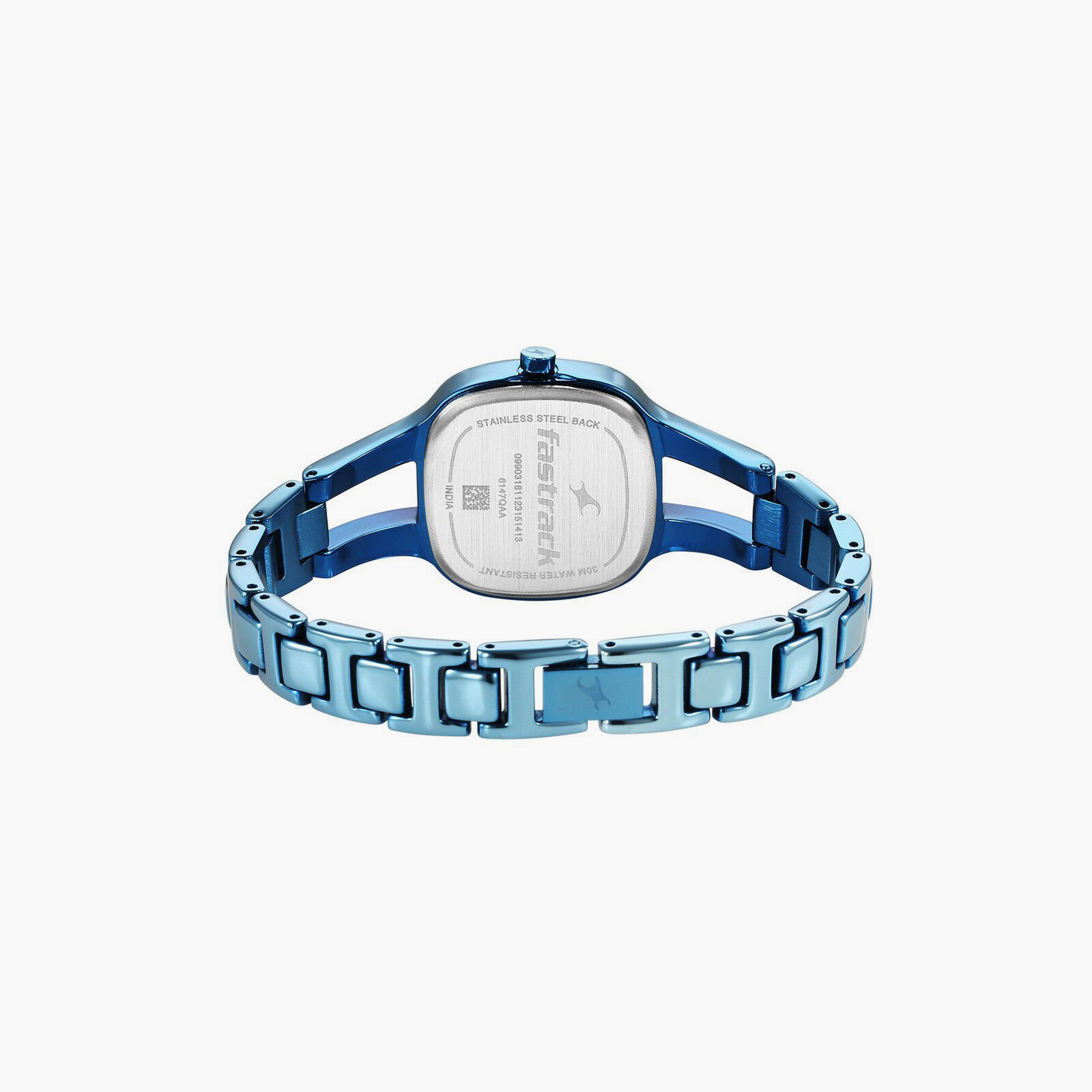 ساعة يد نسائية فاستراك بقطر 28 مم أنالوج زرقاء ستانلس ستيل مع سوار | 6147QM01-women-watchesandjewellery-watches-image-3