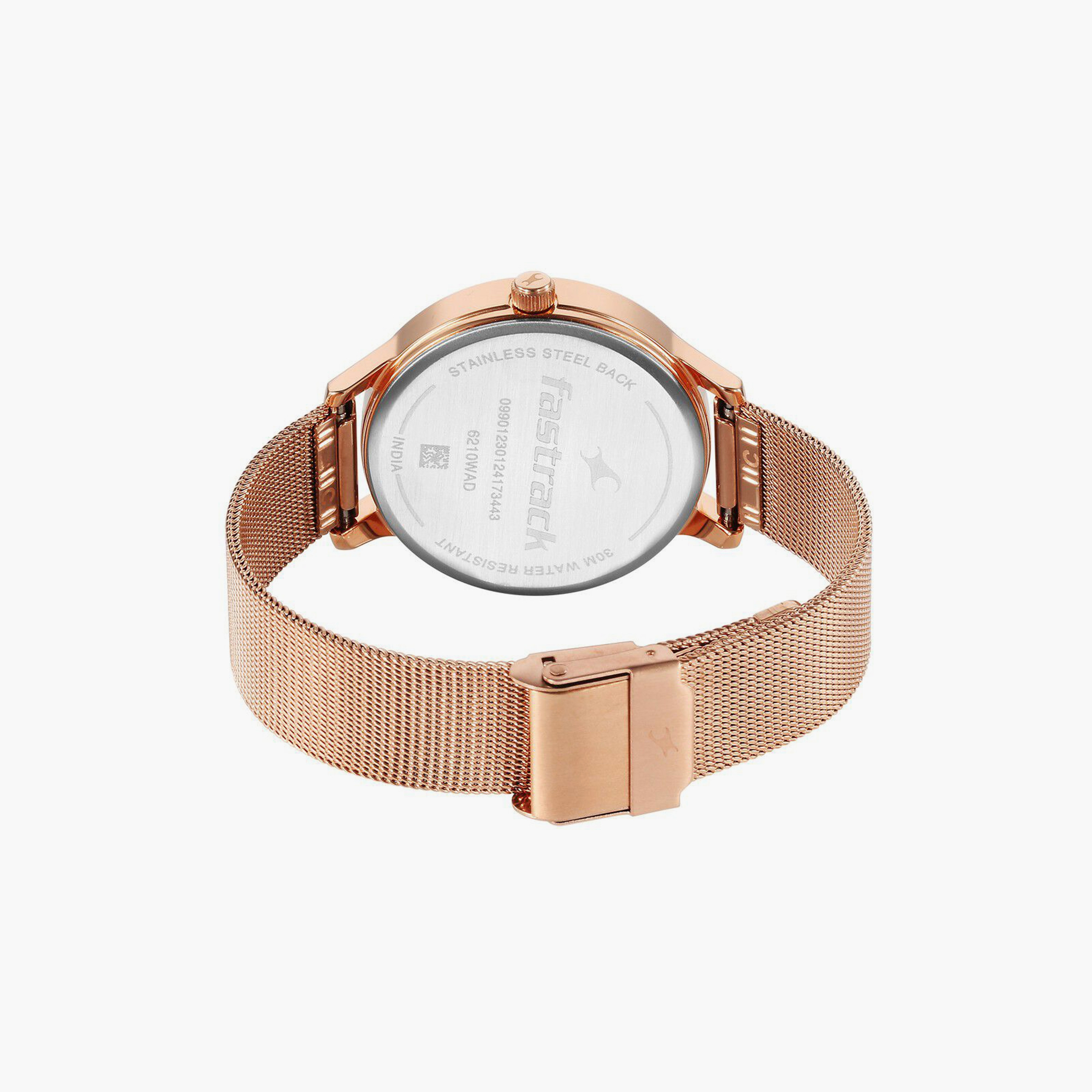 ساعة يد نسائية فاستراك بقطر 37 مم أنالوج ذهبية وردية ستانلس ستيل | 6210WM04-women-watchesandjewellery-watches-image-3