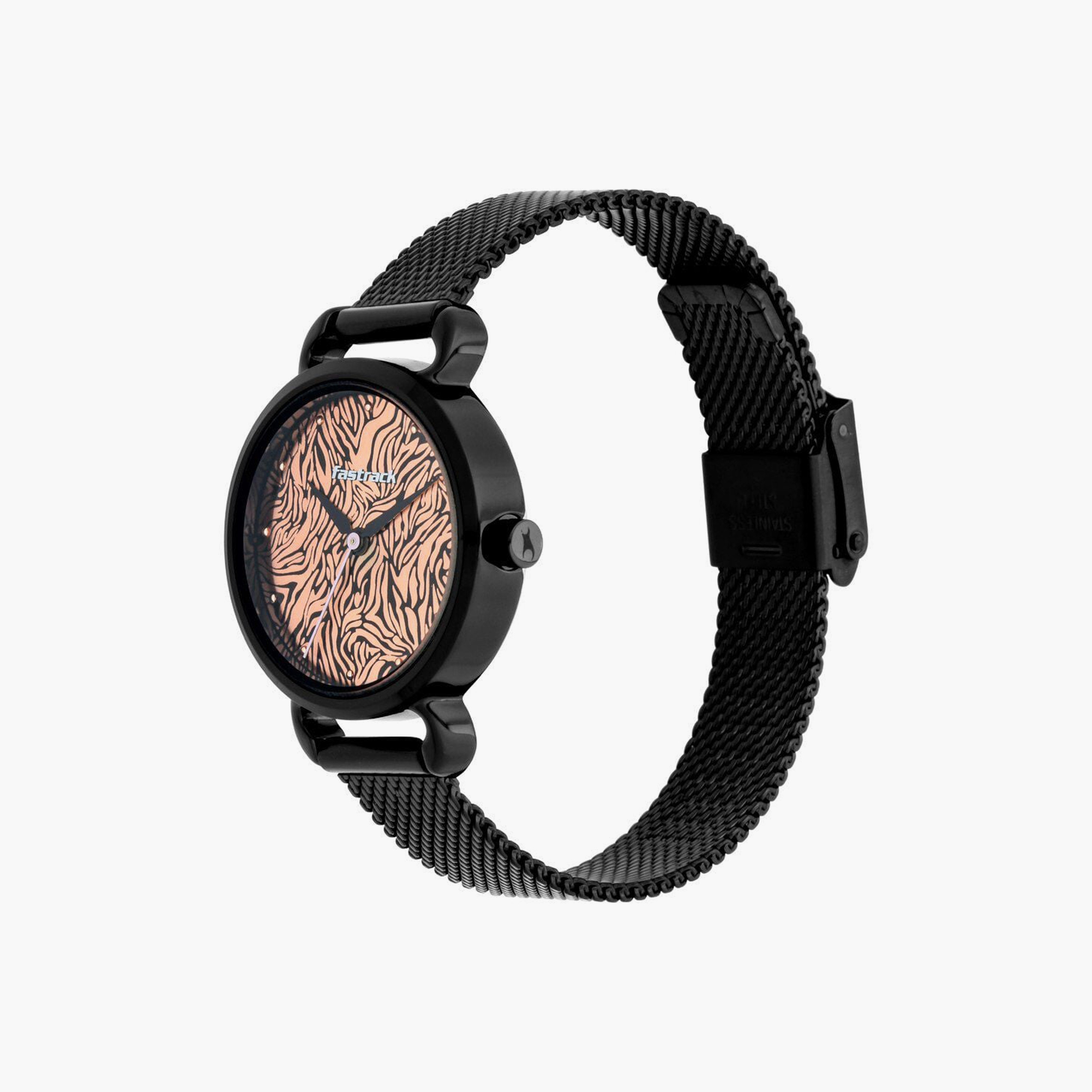 ساعة يد نسائية فاستراك بقطر 30 مم أنالوج سوداء ستانلس ستيل | 6221NM01-women-watchesandjewellery-watches-image-2
