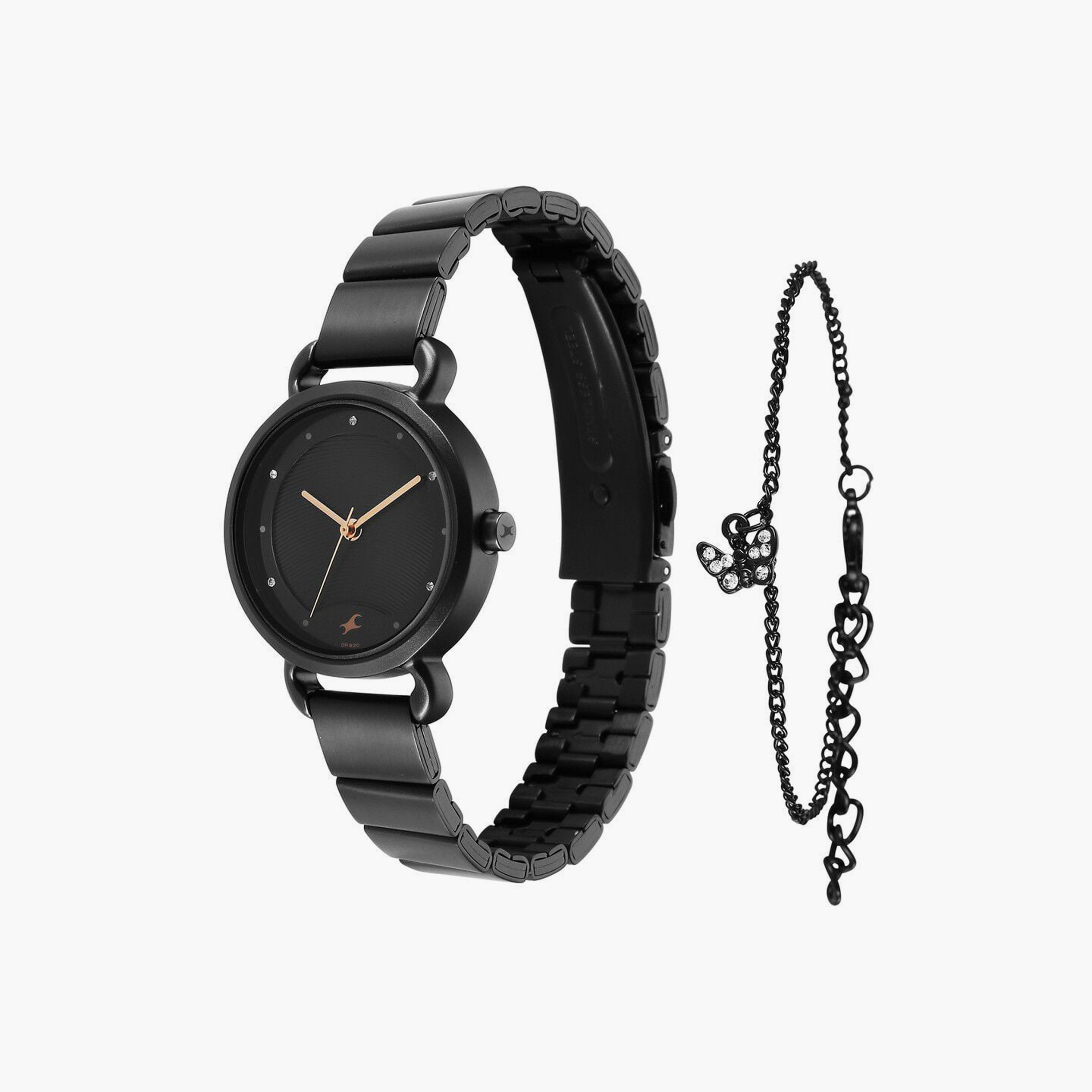 ساعة يد نسائية فاستراك بقطر 30 مم أنالوج سوداء ستانلس ستيل مع سوار | 6221NM03-women-watchesandjewellery-watches-image-2