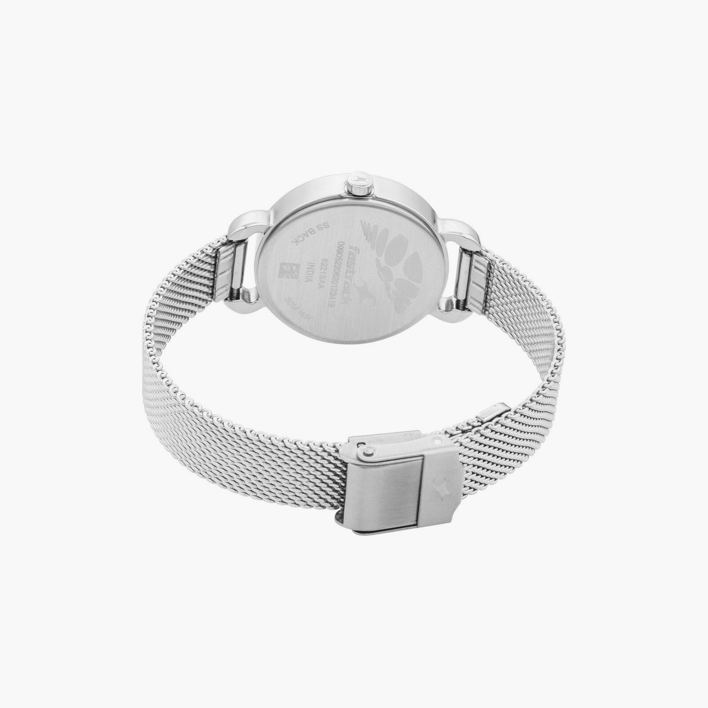 ساعة يد نسائية فاستراك بقطر 30 مم أنالوج فضية ستانلس ستيل | 6221SM01-women-watchesandjewellery-watches-image-3