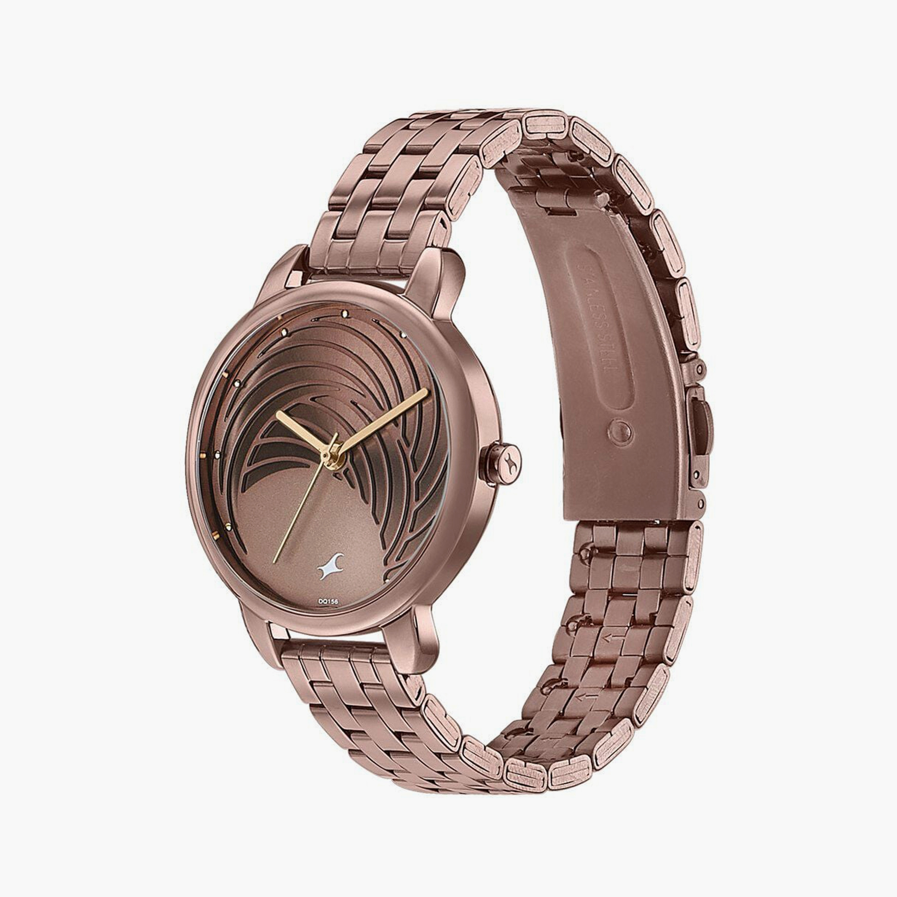 ساعة يد نسائية فاستراك بقطر 35 مم أنالوج بنية ستانلس ستيل | 6282QM01-women-watchesandjewellery-watches-image-2