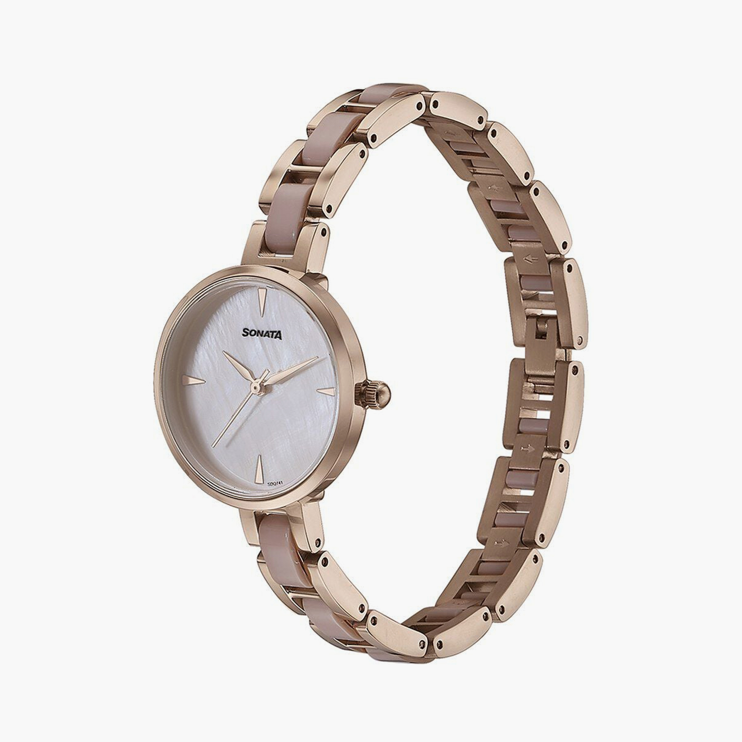 ساعة يد نسائية سوناتا بقطر 30 مم أنالوج سوداء وذهبية وردية ستانلس ستيل | 87064KD01-women-watchesandjewellery-watches-image-2