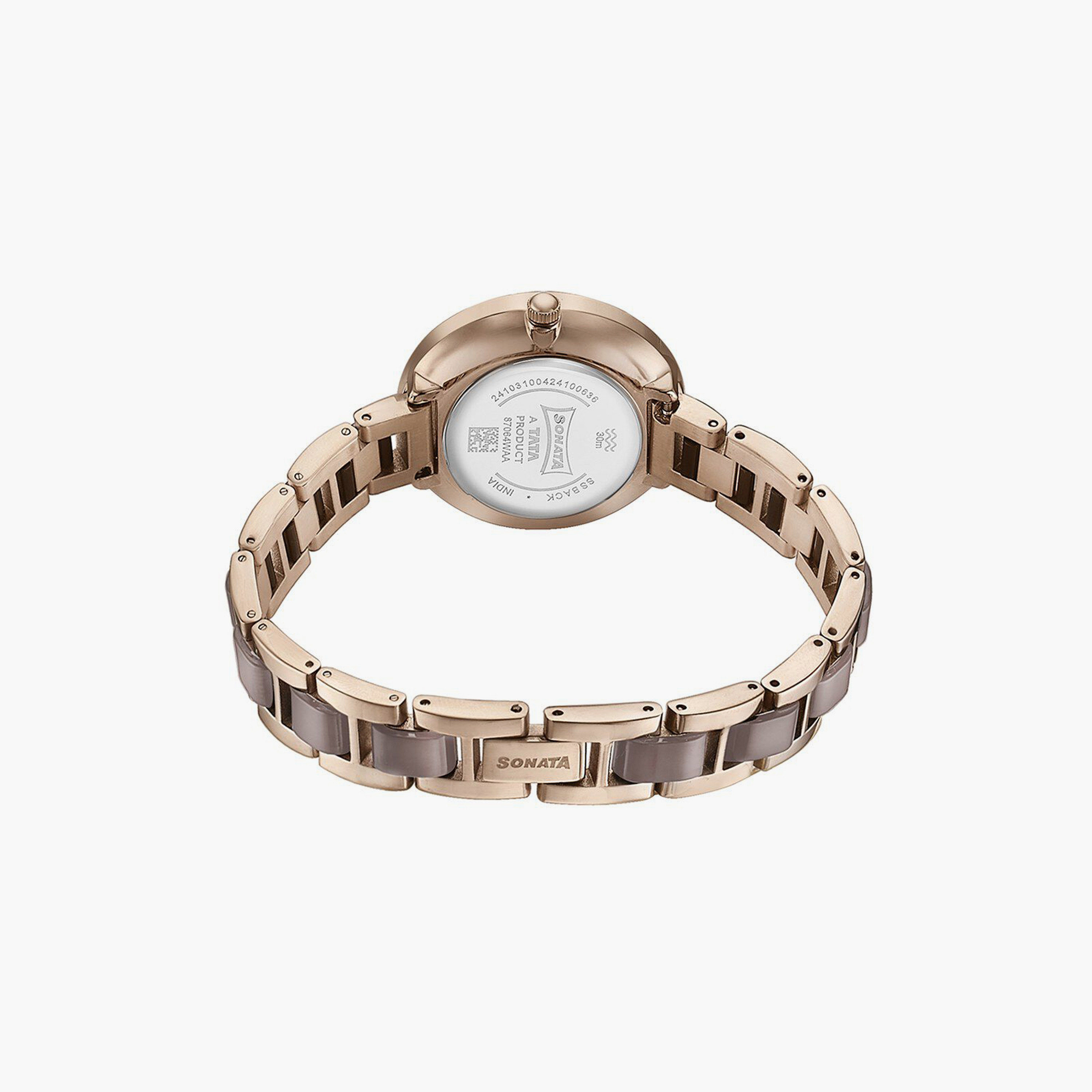 ساعة يد نسائية سوناتا بقطر 30 مم أنالوج سوداء وذهبية وردية ستانلس ستيل | 87064KD01-women-watchesandjewellery-watches-image-3