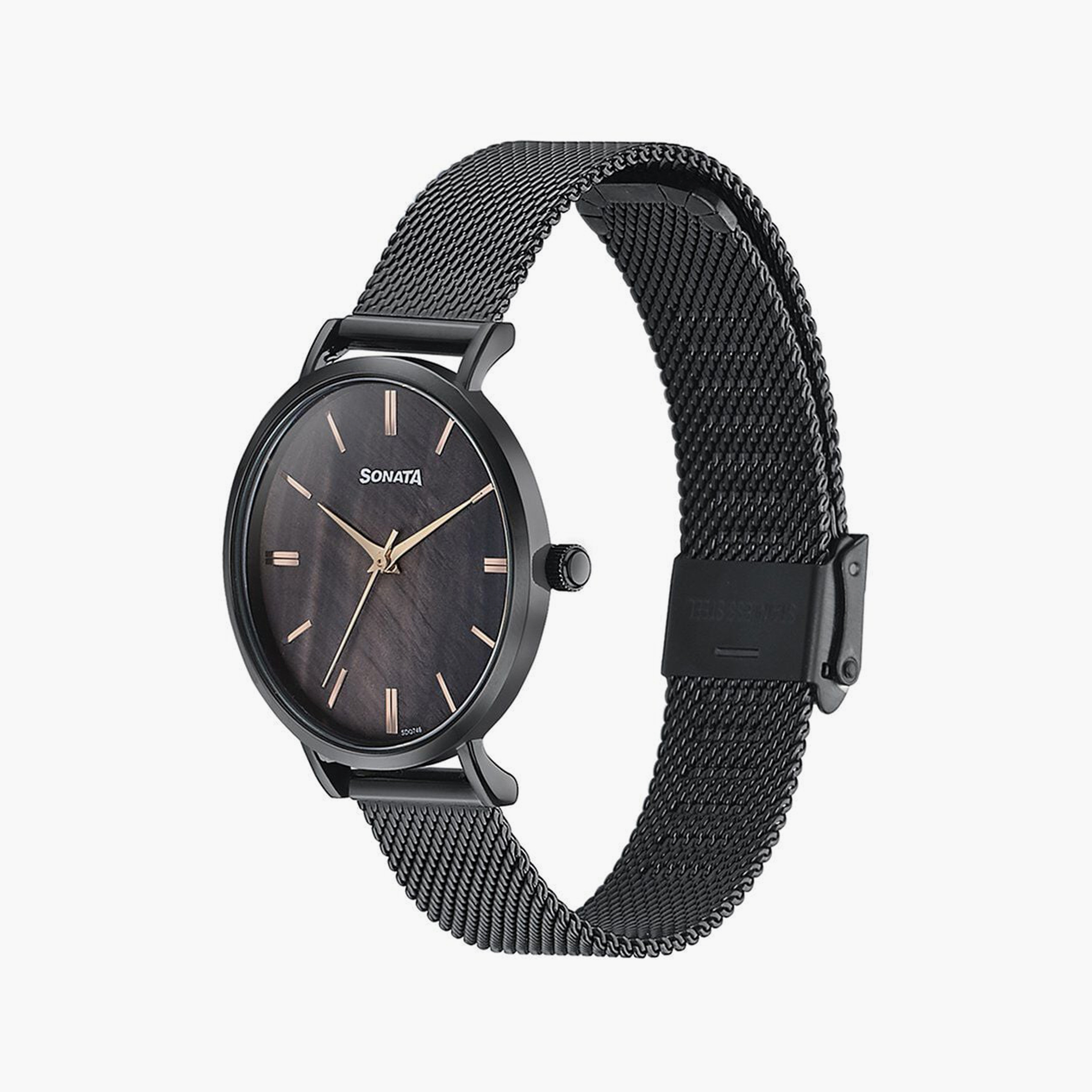 ساعة يد نسائية سوناتا بقطر 40 مم أنالوج سوداء ستانلس ستيل | 87067NM01-women-watchesandjewellery-watches-image-2