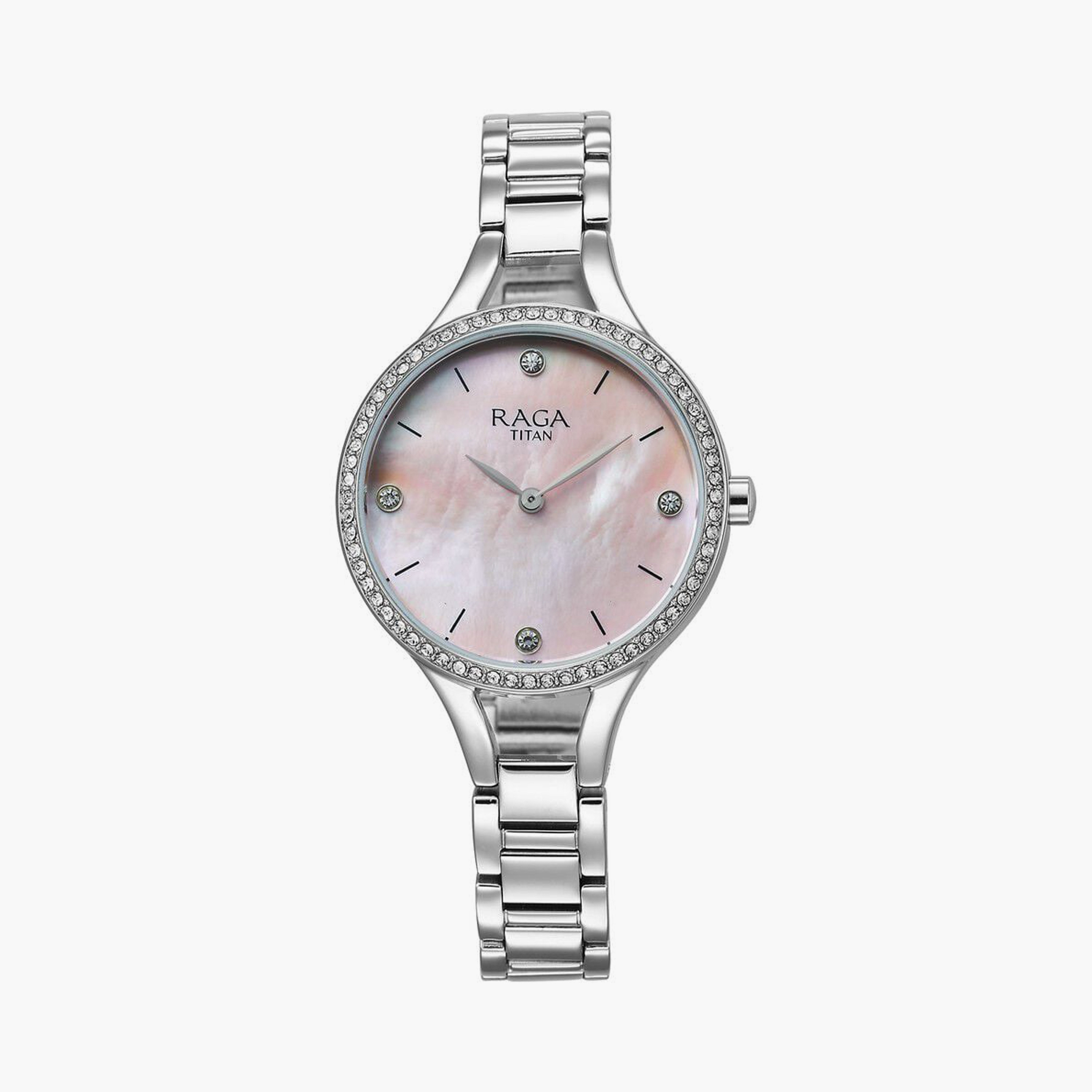 ساعة يد نسائية تيتان بقطر 30 مم أنالوج فضية ستانلس ستيل | 95275SM01-women-watchesandjewellery-watches-image-1