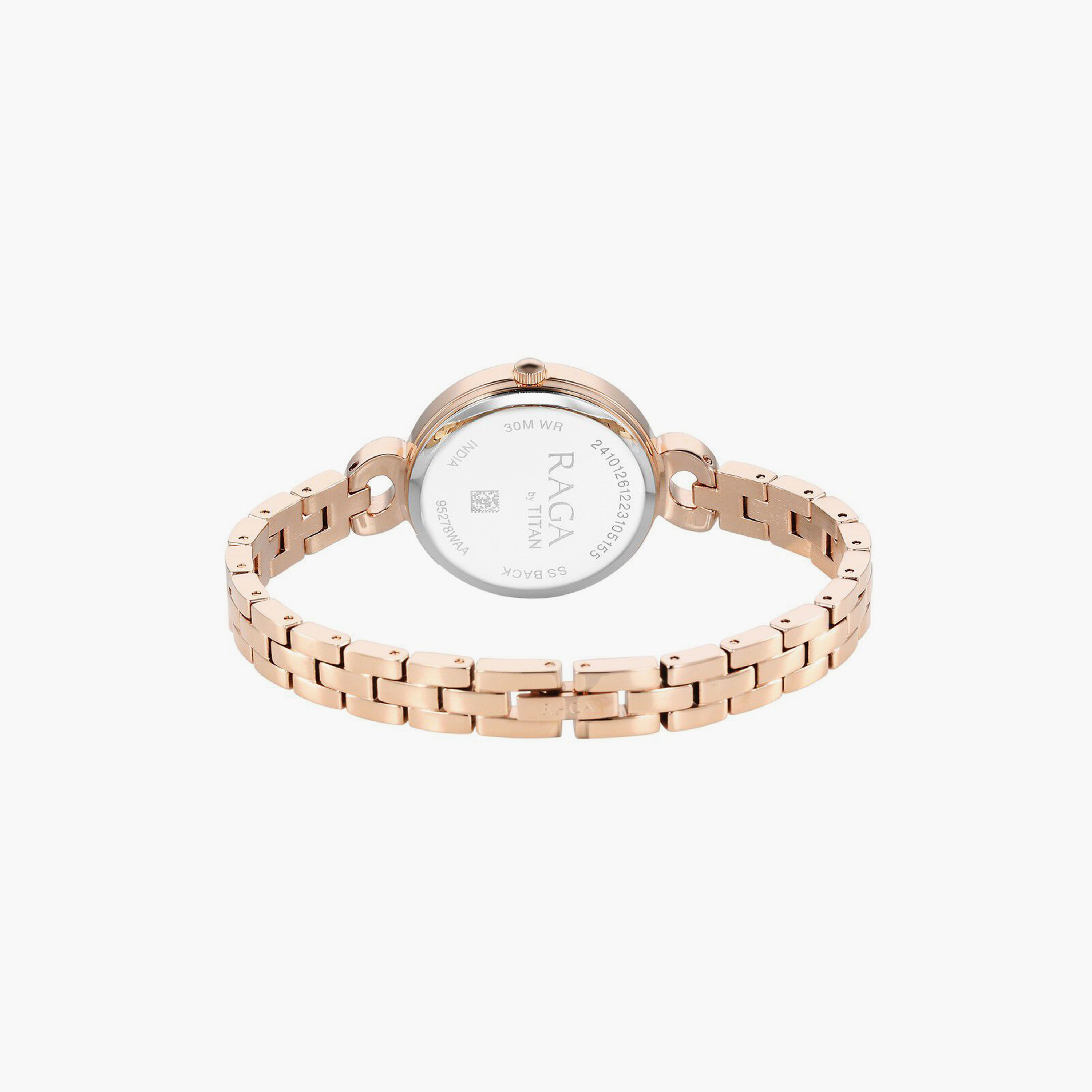 ساعة يد نسائية تيتان بقطر 30 مم أنالوج ذهبية وردية ستانلس ستيل | 95278WM01-women-watchesandjewellery-watches-image-3