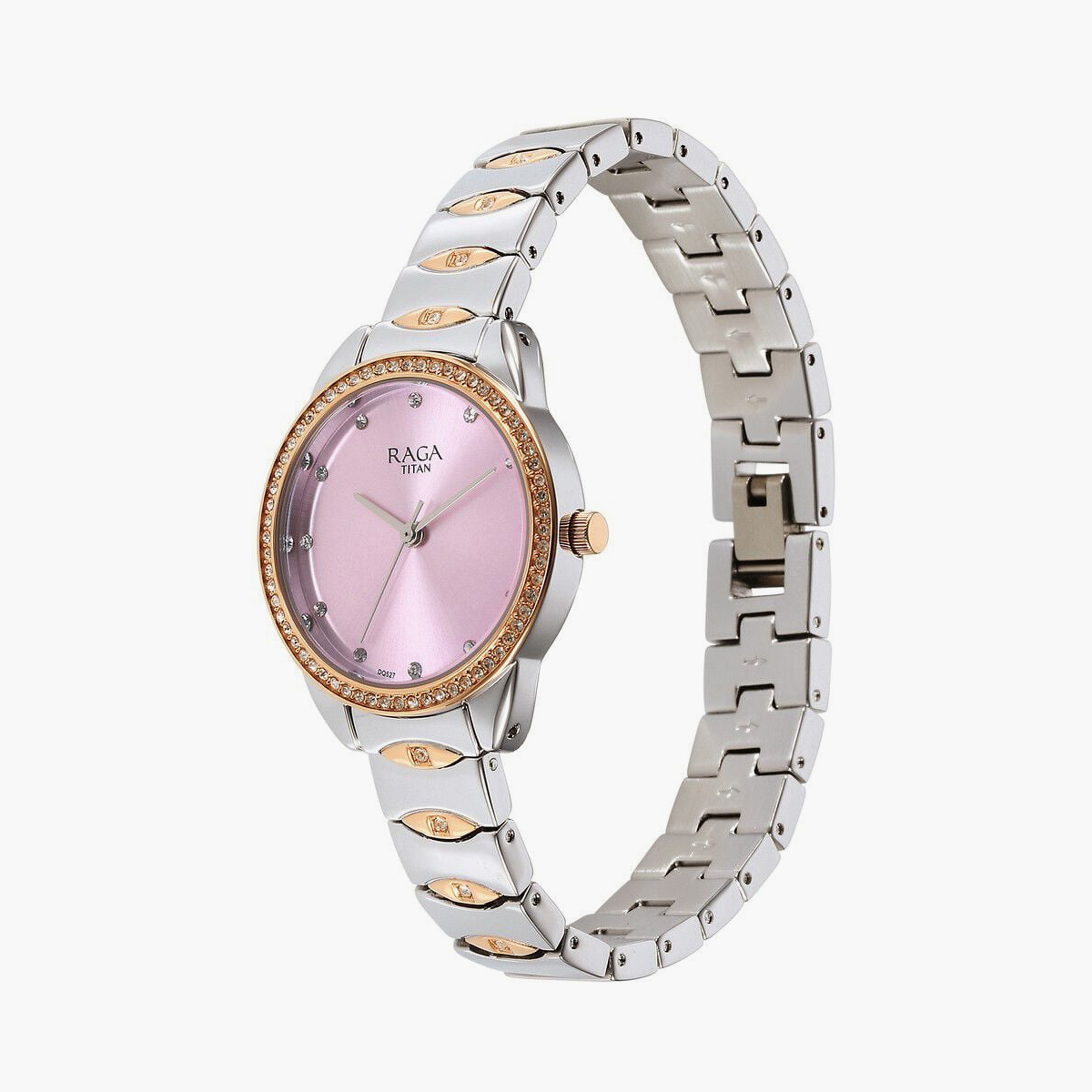 ساعة يد نسائية تيتان بقطر 27 مم أنالوج فضية وذهبية ستانلس ستيل | 95281KM01-women-watchesandjewellery-watches-image-2