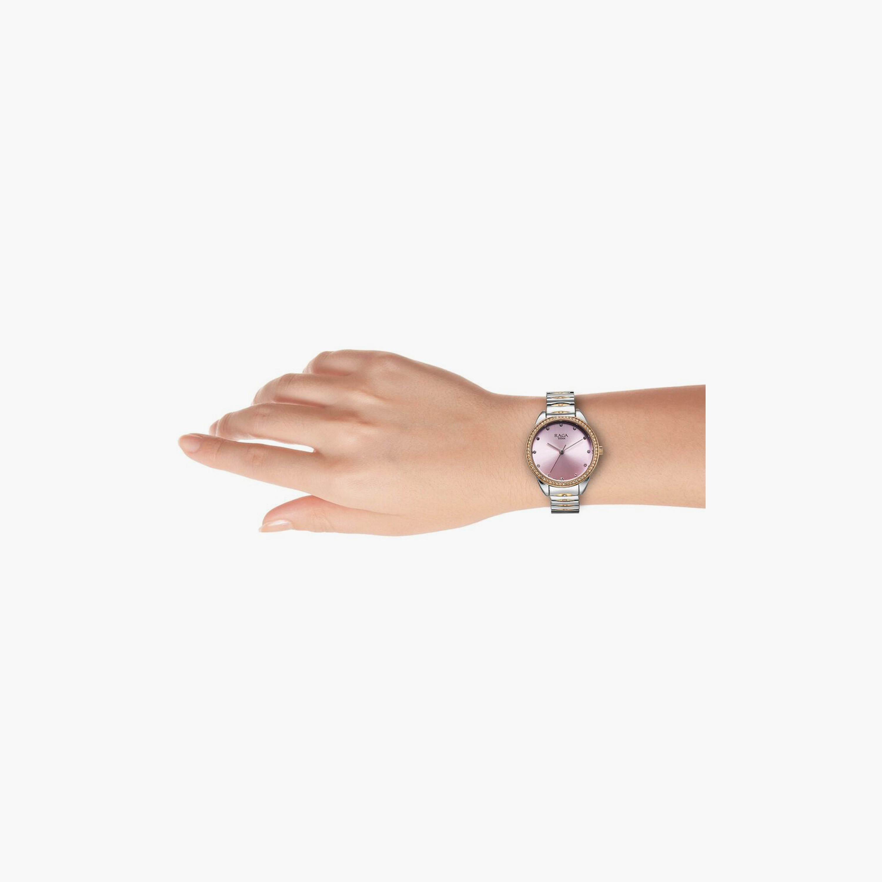ساعة يد نسائية تيتان بقطر 27 مم أنالوج فضية وذهبية ستانلس ستيل | 95281KM01-women-watchesandjewellery-watches-image-5