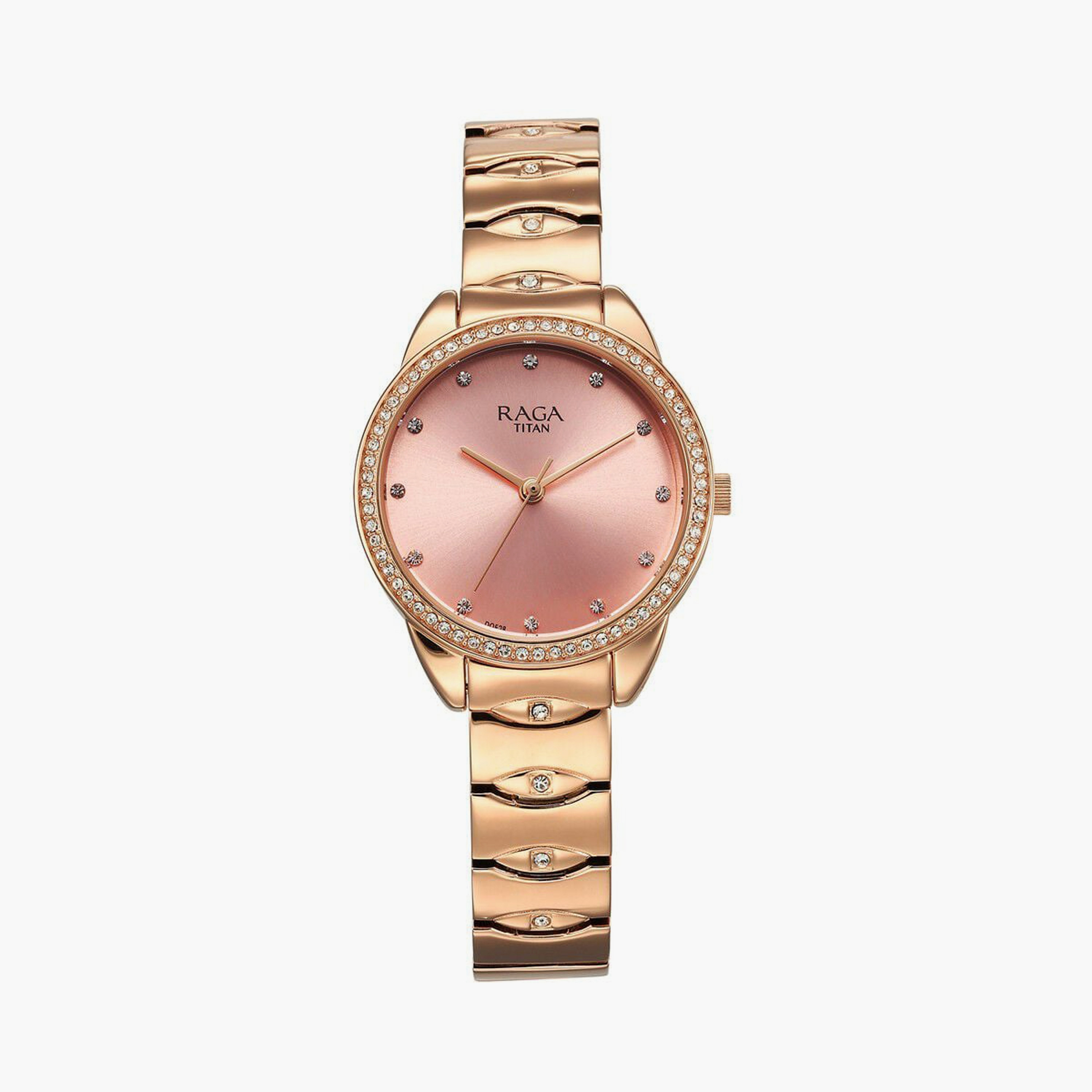 Titan Women's 27 MM Rose Gold Analog Stainless Steel Watch | 95281WM01-women-watchesandjewellery-watches-image-1