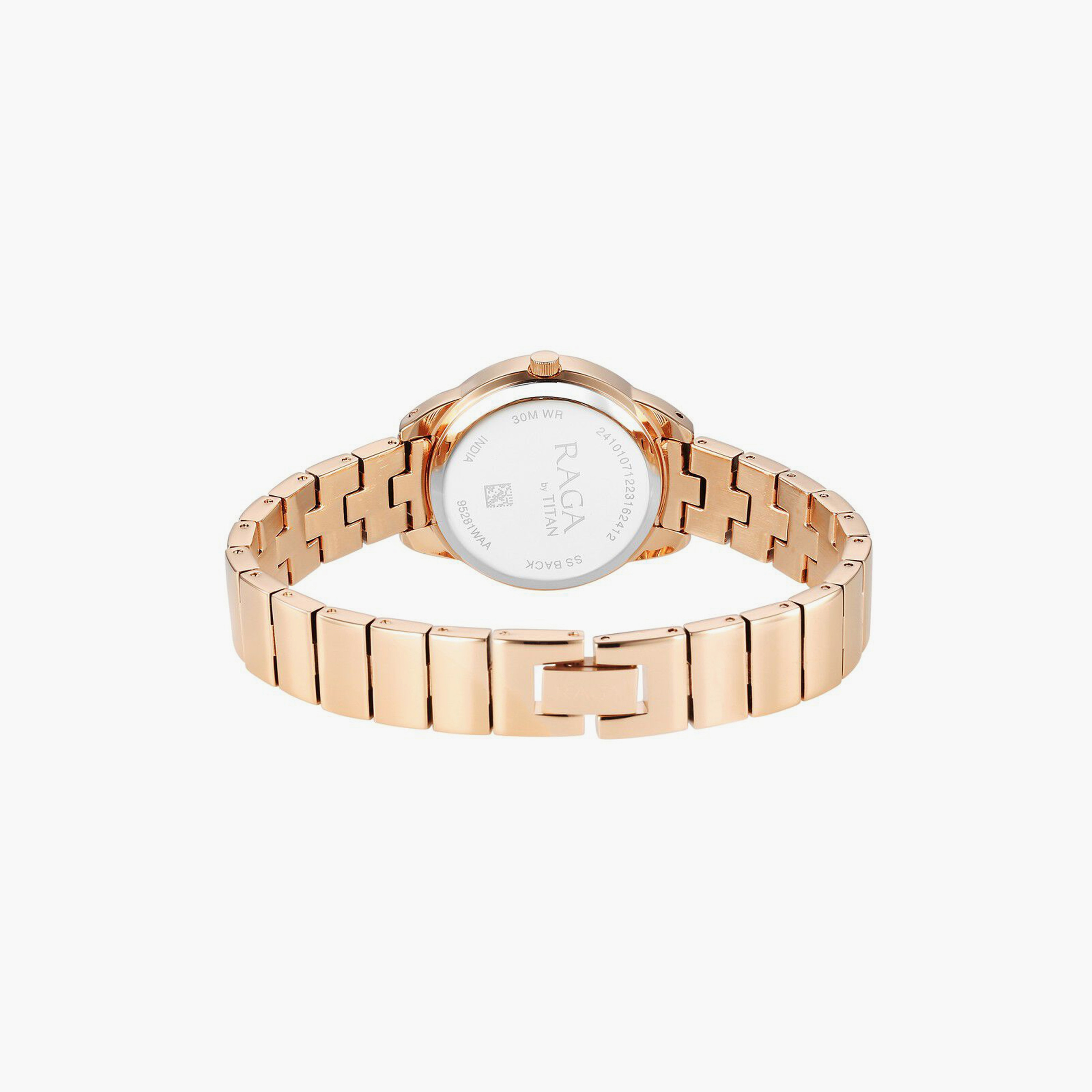 ساعة يد نسائية تيتان بقطر 27 مم أنالوج ذهبية وردية ستانلس ستيل | 95281WM01-women-watchesandjewellery-watches-image-3