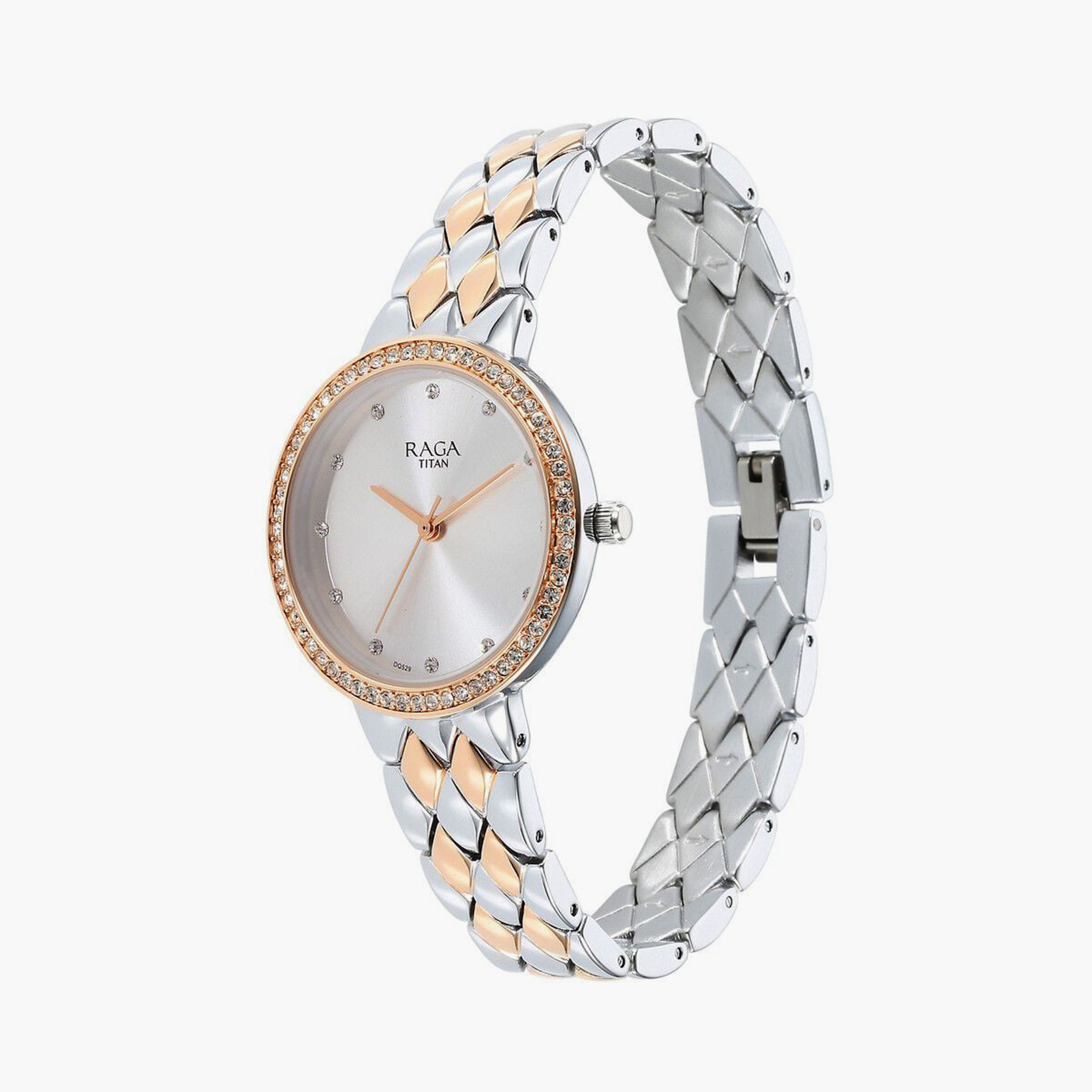 ساعة يد نسائية تيتان بقطر 32 مم أنالوج فضية وذهبية وردية ستانلس ستيل | 95282KM01-women-watchesandjewellery-watches-image-2