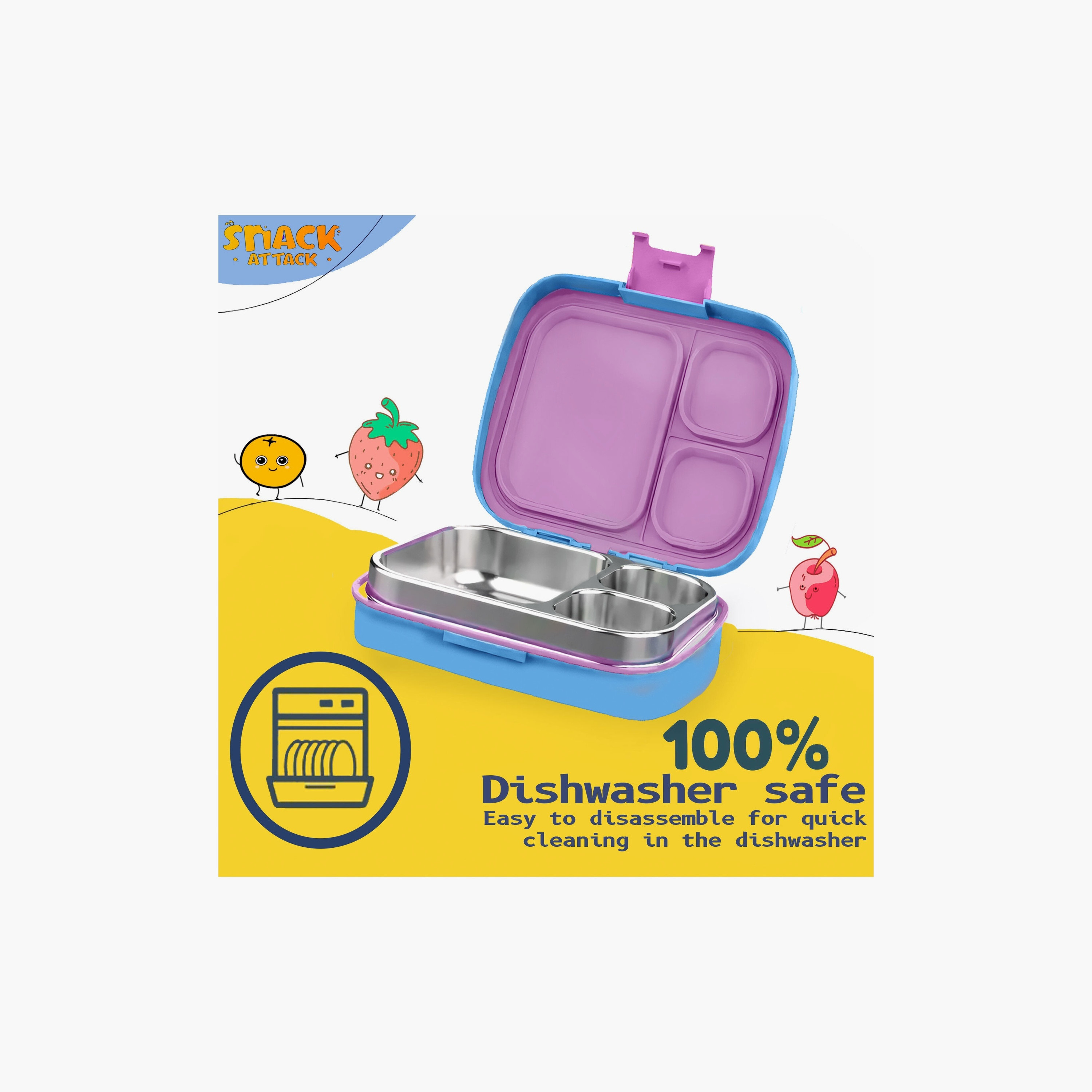 صندوق غداء مطبوع خالٍ من مادة BPA من سناك أتاك - بطريق - أزرق-school-lunchessentials-lunchboxes-image-2
