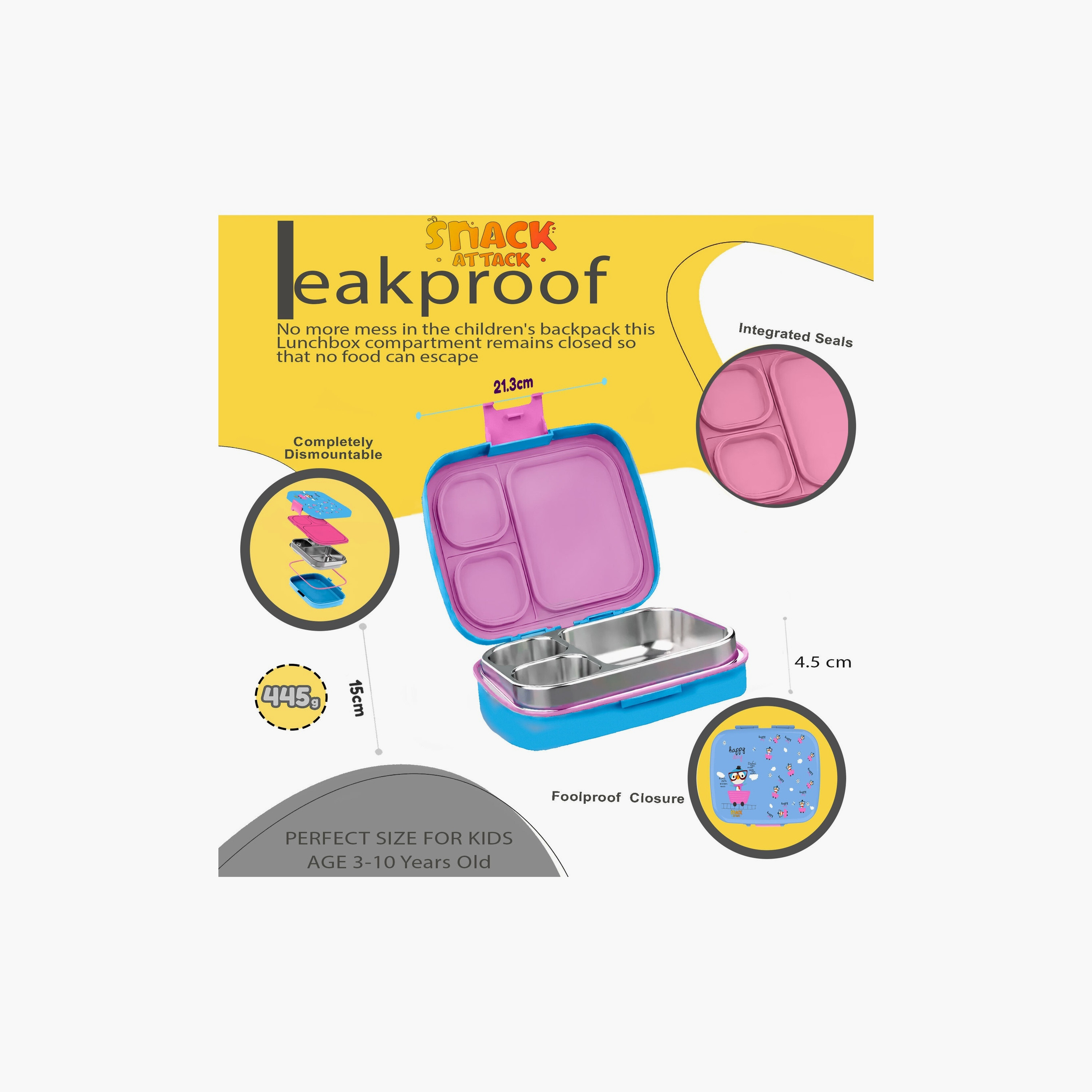 صندوق غداء مطبوع خالٍ من مادة BPA من سناك أتاك - بطريق - أزرق-school-lunchessentials-lunchboxes-image-4