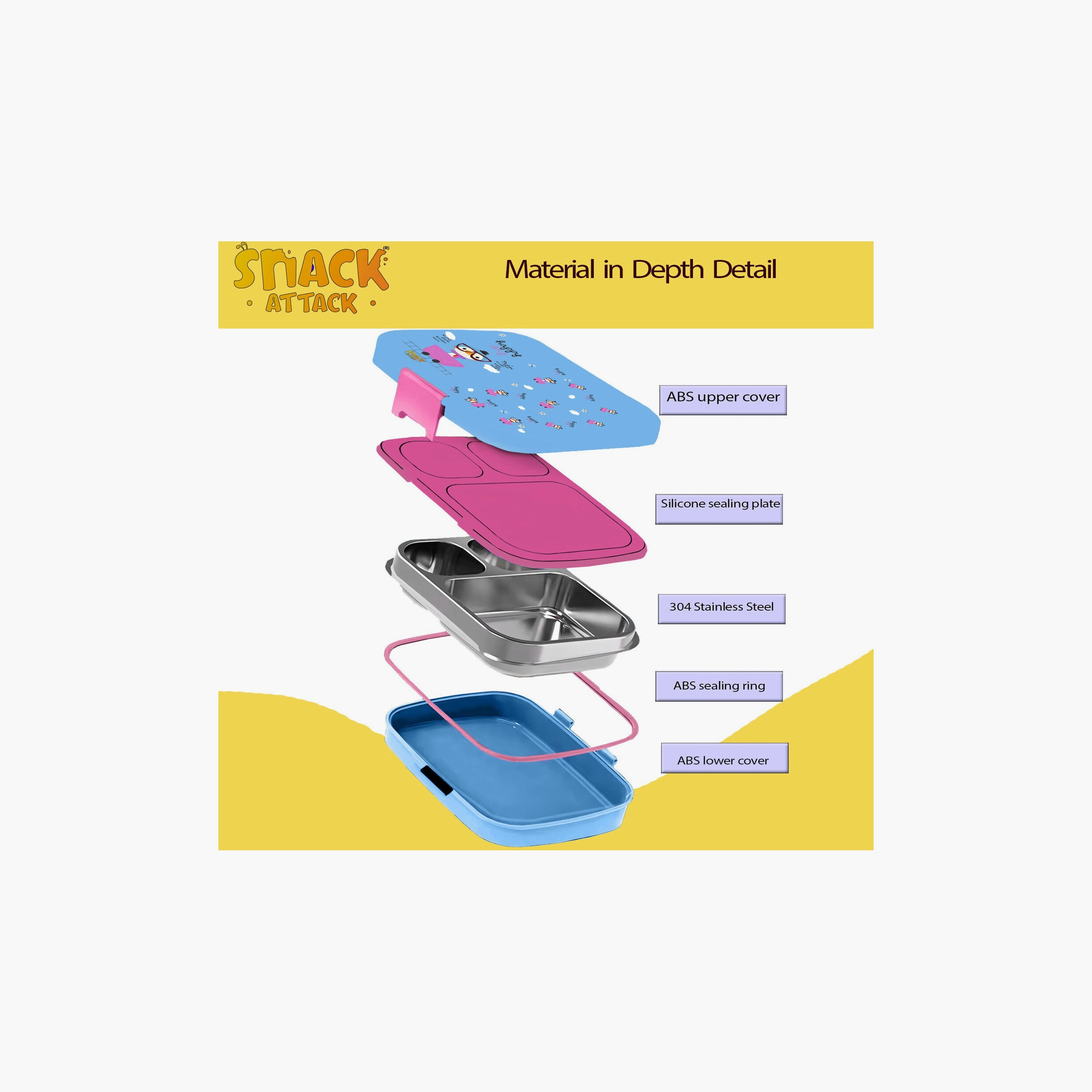 صندوق غداء مطبوع خالٍ من مادة BPA من سناك أتاك - بطريق - أزرق-school-lunchessentials-lunchboxes-image-5