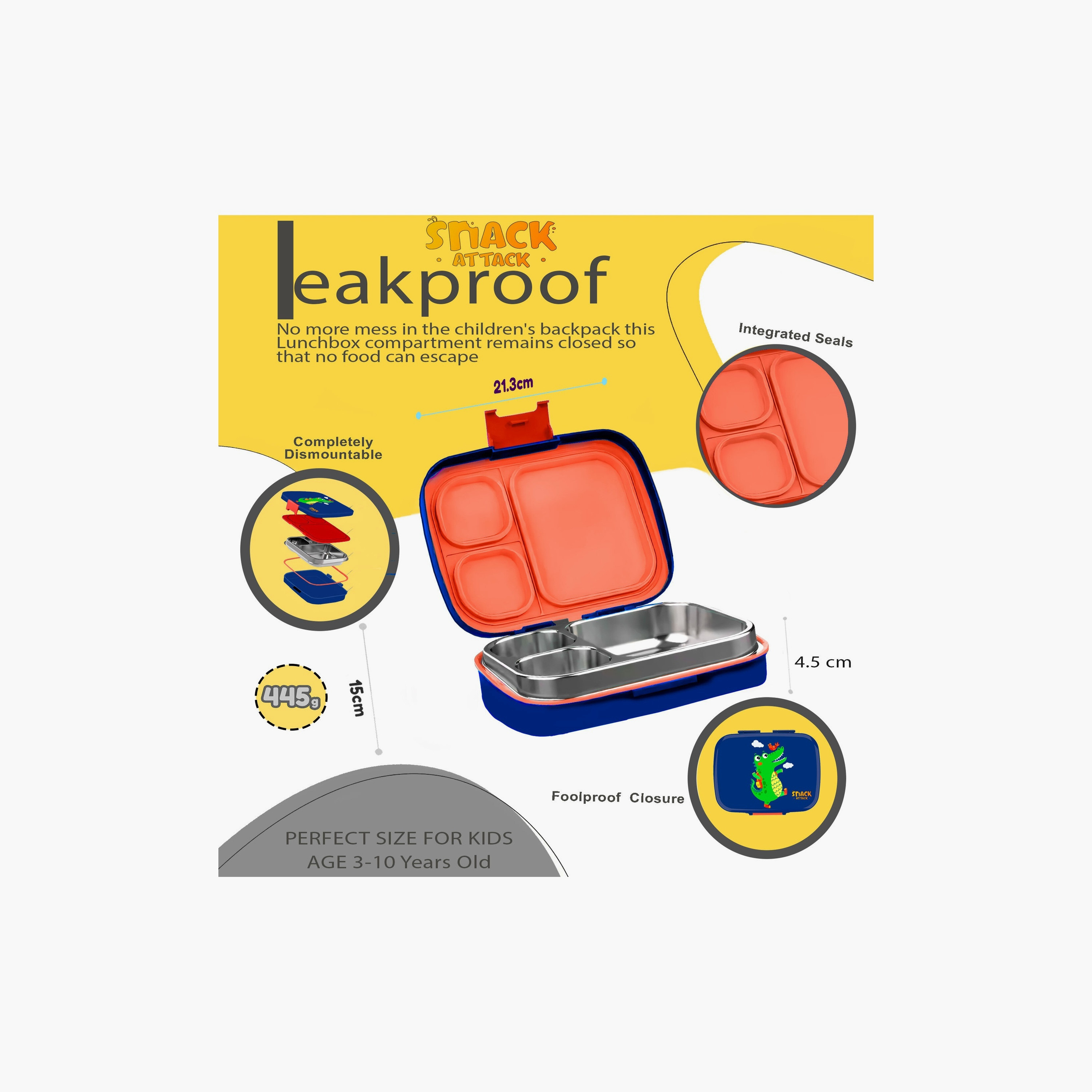 صندوق غداء مطبوع خالٍ من مادة BPA من سناك أتاك - ديناصور - أزرق-school-lunchessentials-lunchboxes-image-4