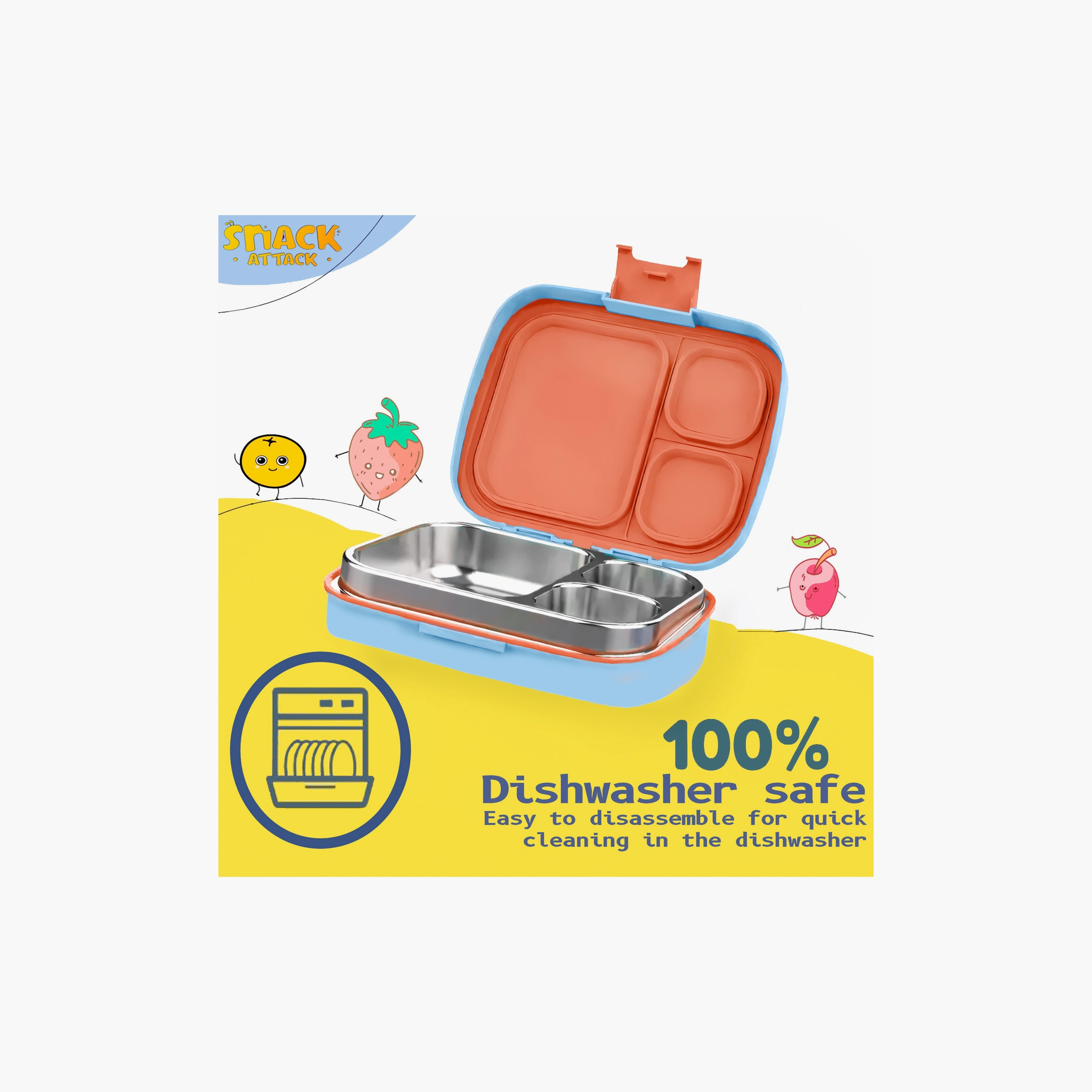 صندوق غداء مطبوع خالٍ من مادة BPA من سناك أتاك - كوكب الفضاء - أزرق-school-lunchessentials-lunchboxes-image-2