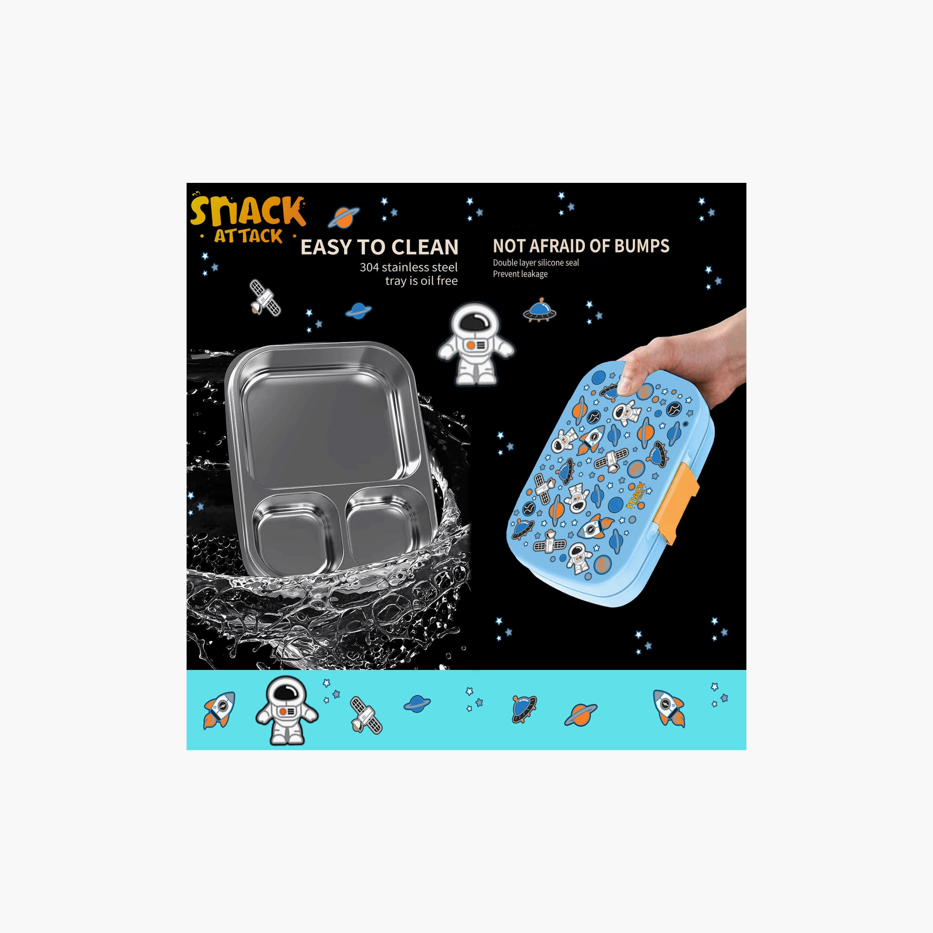 صندوق غداء مطبوع خالٍ من مادة BPA من سناك أتاك - كوكب الفضاء - أزرق-school-lunchessentials-lunchboxes-image-3