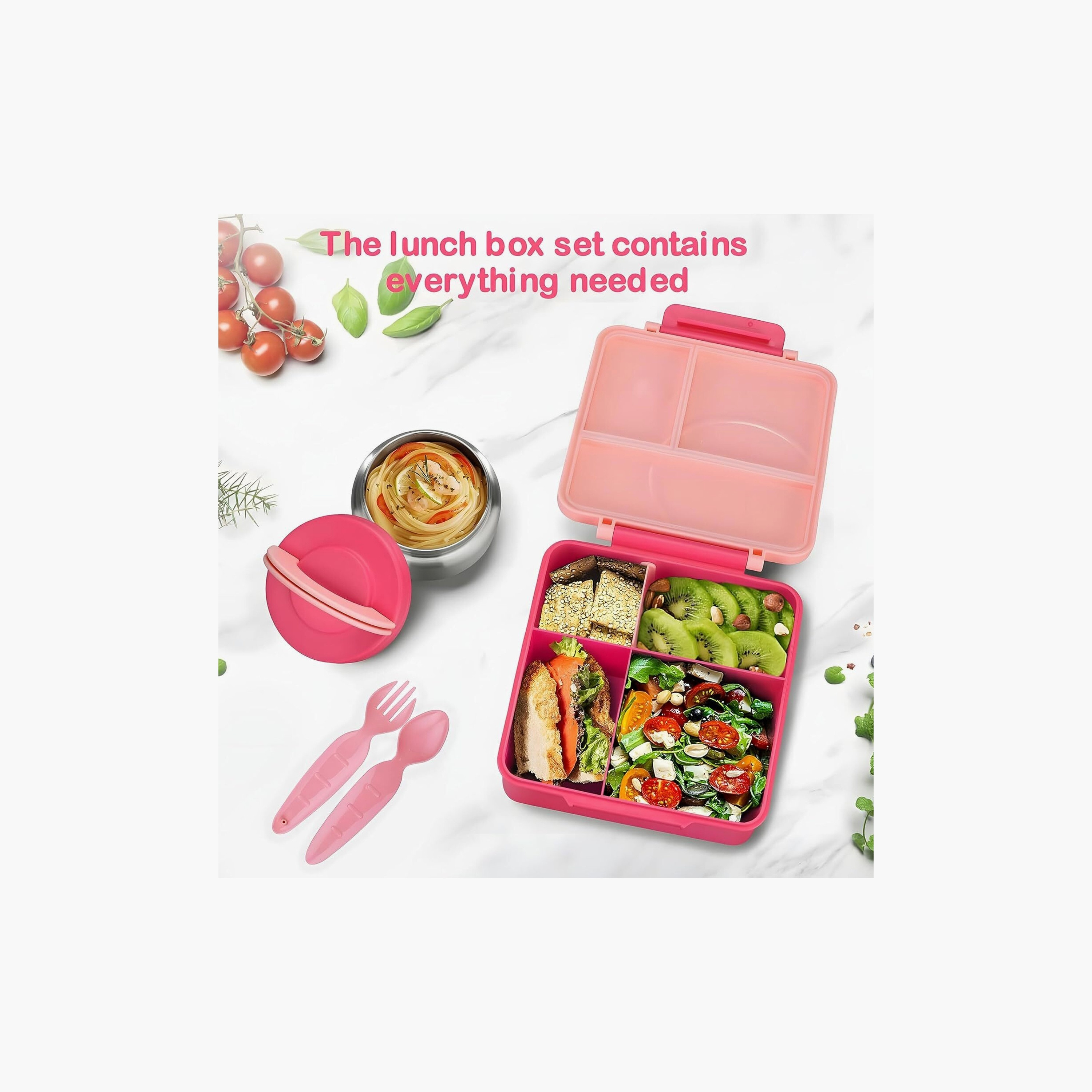 مجموعة صناديق غداء مطبوعة خالية من مادة BPA من سناك أتاك - يونيكورن - وردي-school-lunchessentials-lunchboxes-image-4
