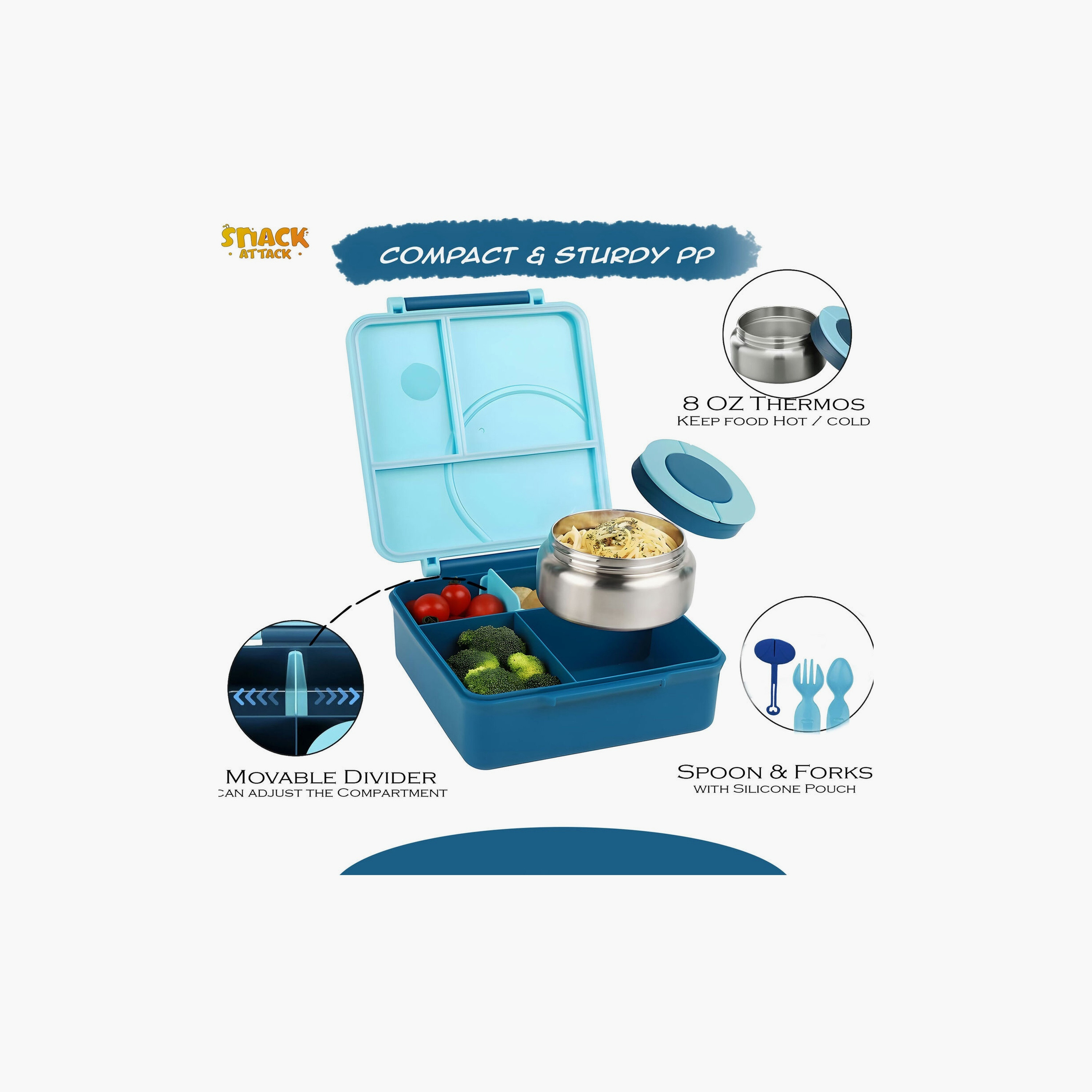 مجموعة صناديق غداء مطبوعة خالية من مادة BPA من سناك أتاك - أزرق-school-lunchessentials-lunchboxes-image-3