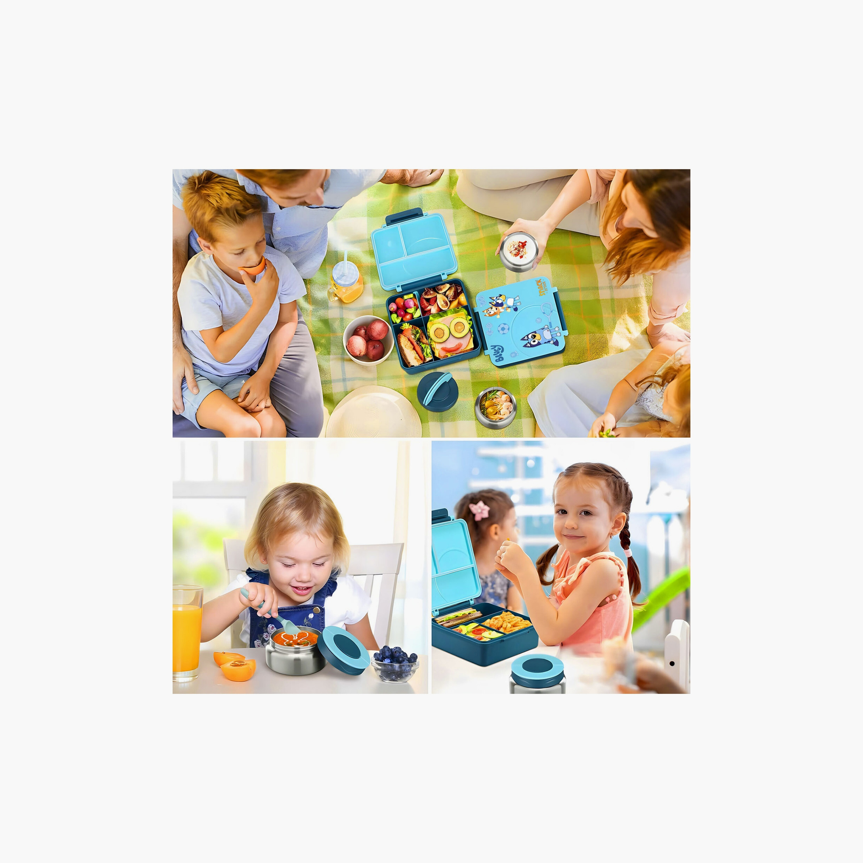 مجموعة صناديق غداء مطبوعة خالية من مادة BPA من سناك أتاك - أزرق-school-lunchessentials-lunchboxes-image-4