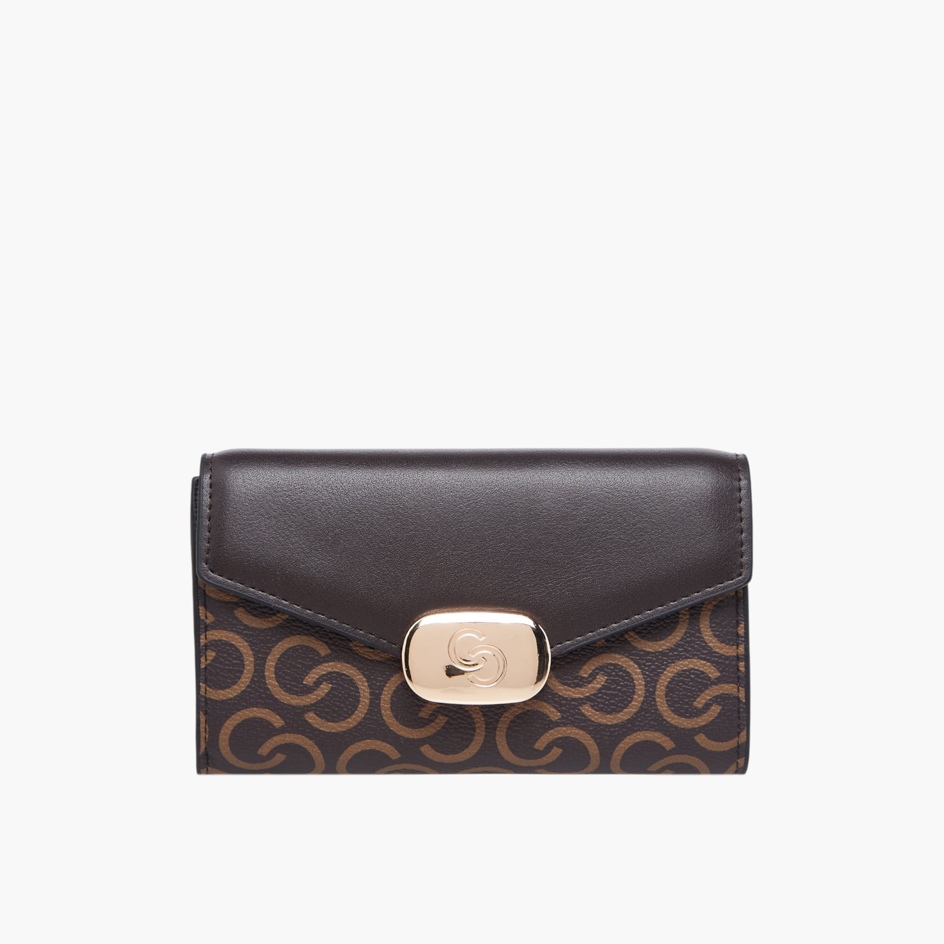 Celeste Monogram Print Wallet with Button Closure-women-bagsandwallets-wallets-image-1