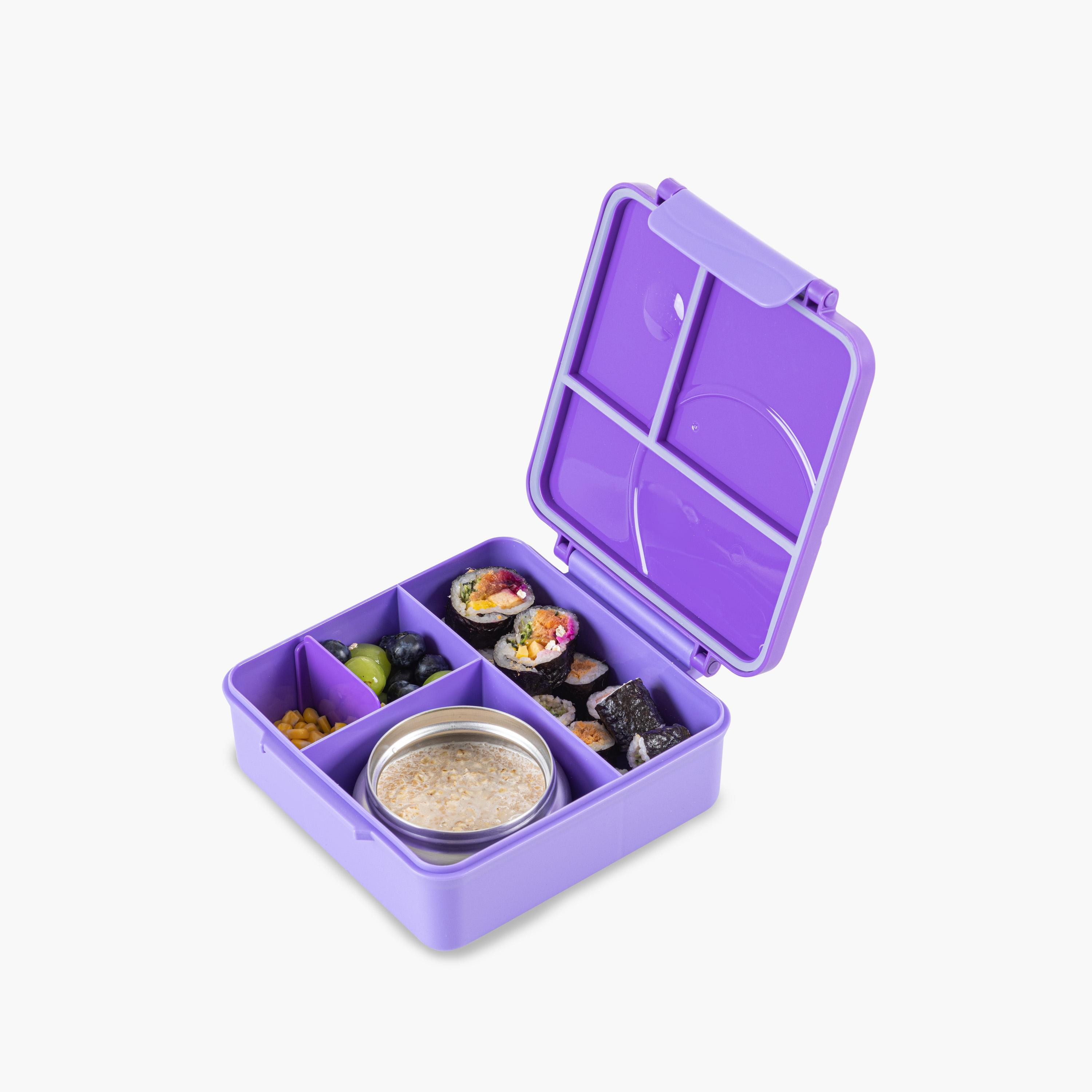 Eazy Kids Jumbo Bento Lunch Box with Insulated Luch Bag & Accessories Set - Purple-school-lunchessentials-lunchbags-image-3